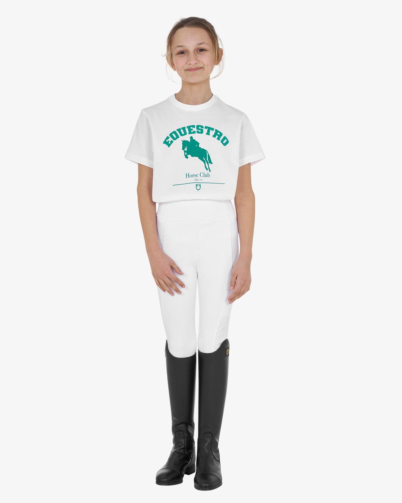T-shirt bambina Jumping Horse Club in cotone