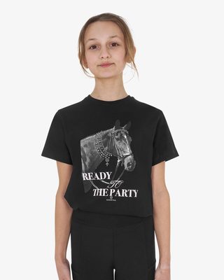 T-shirt bambina Ready To The Party in cotone con strass