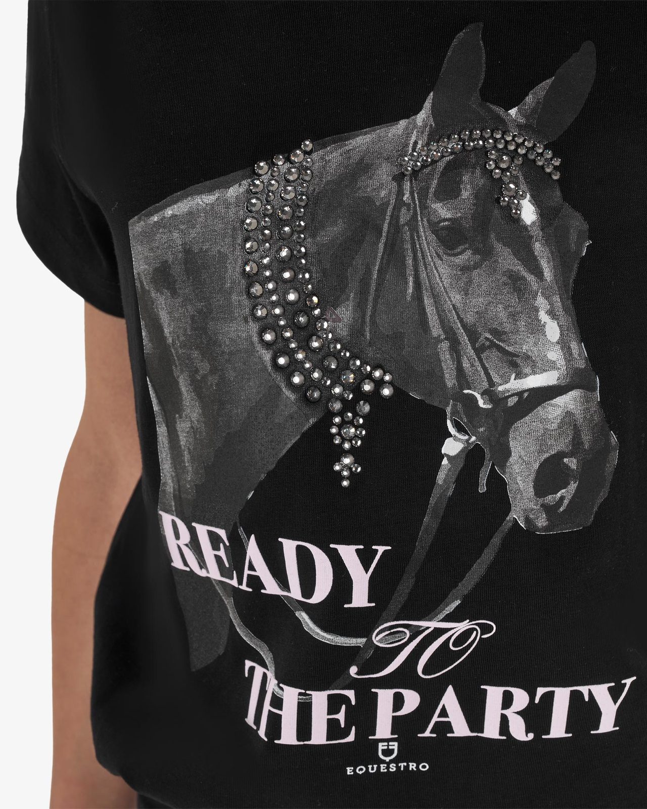 T-shirt bambina Ready To The Party in cotone con strass