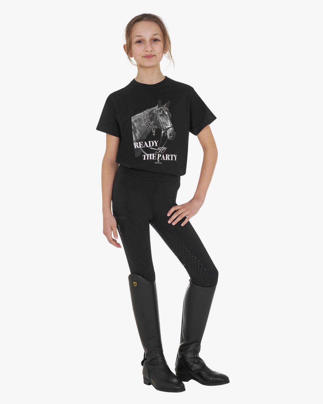 T-shirt bambina Ready To The Party in cotone con strass