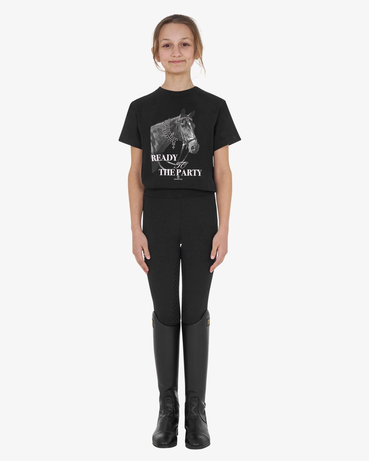 T-shirt bambina Ready To The Party in cotone con strass