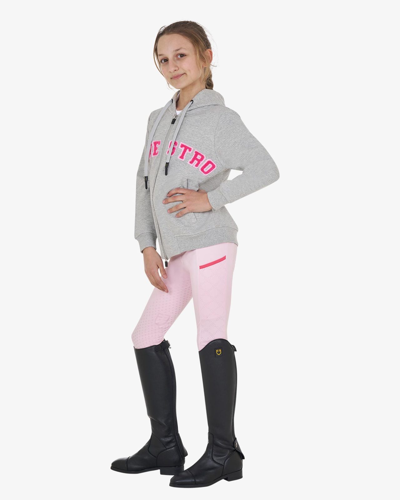 Kids' hoodie with zip and sponge lettering