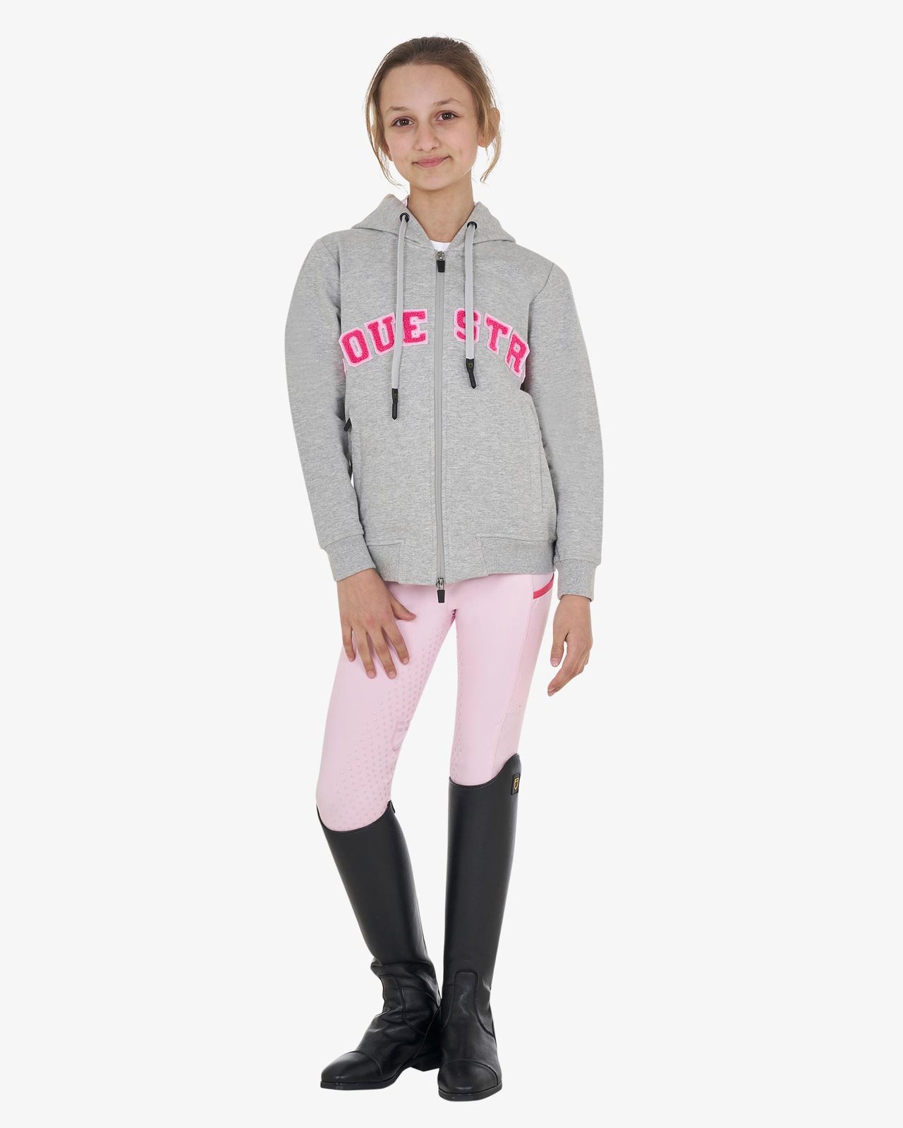 Kids' hoodie with zip and sponge lettering