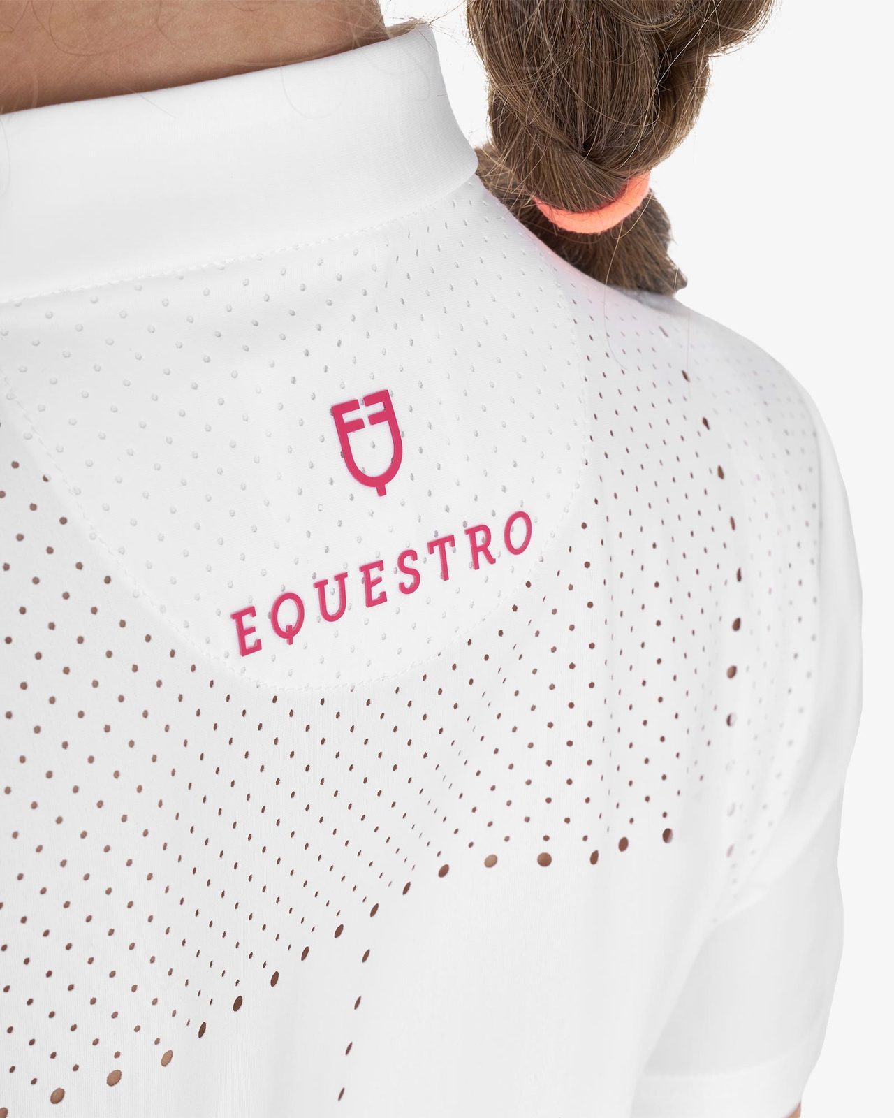 Polo concorso bambina slim fit in tessuto traforato