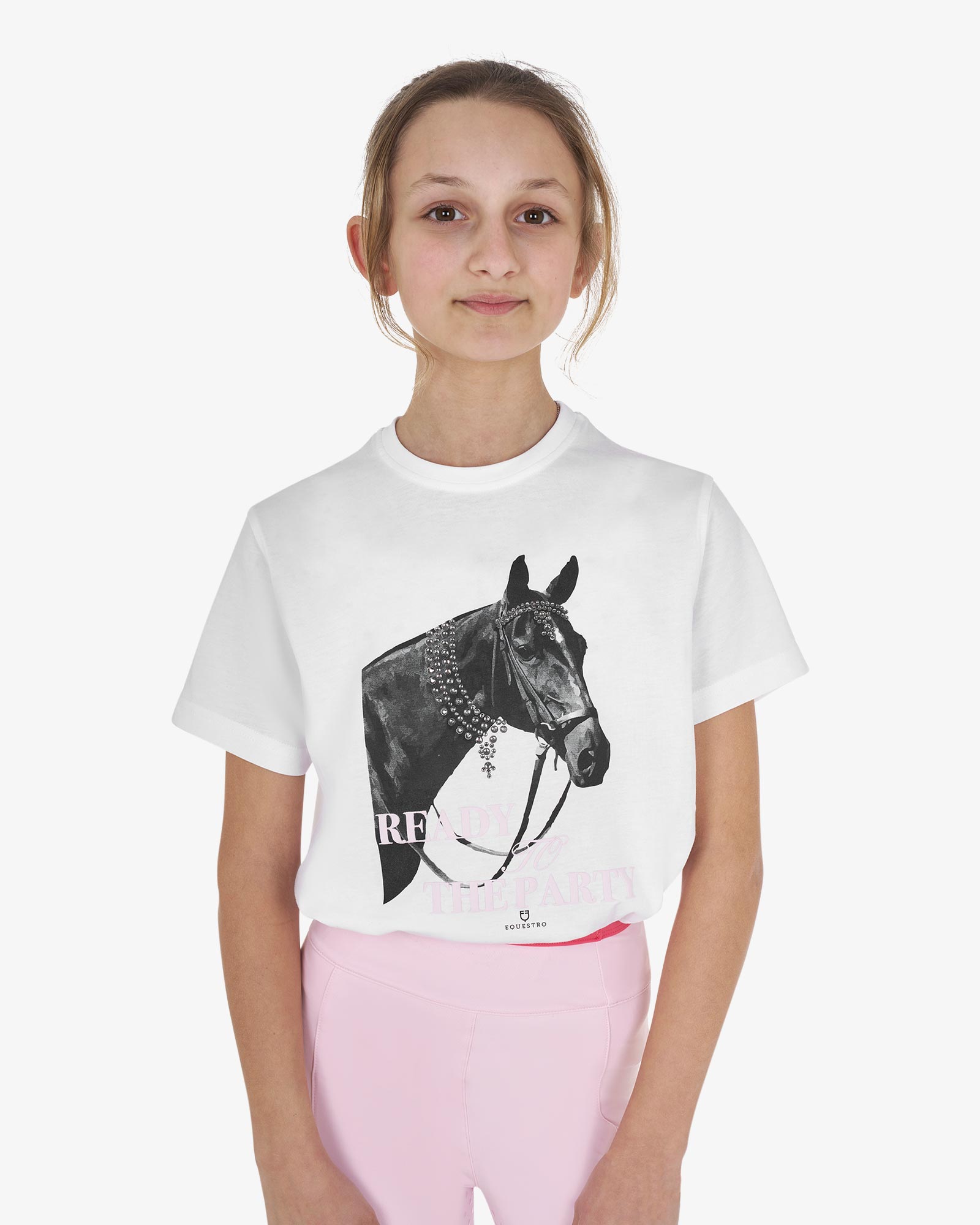 T-shirt bambina Ready To The Party in cotone con strass