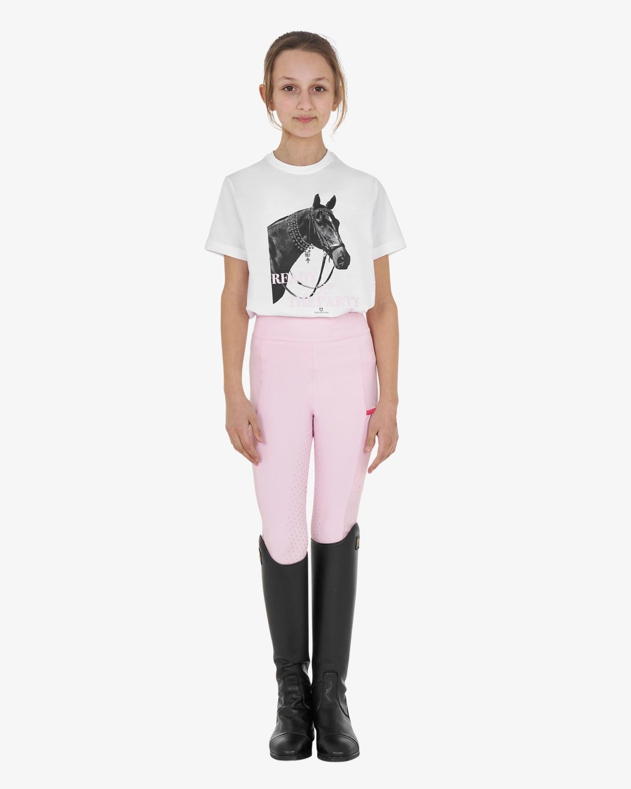T-shirt bambina Ready To The Party in cotone con strass