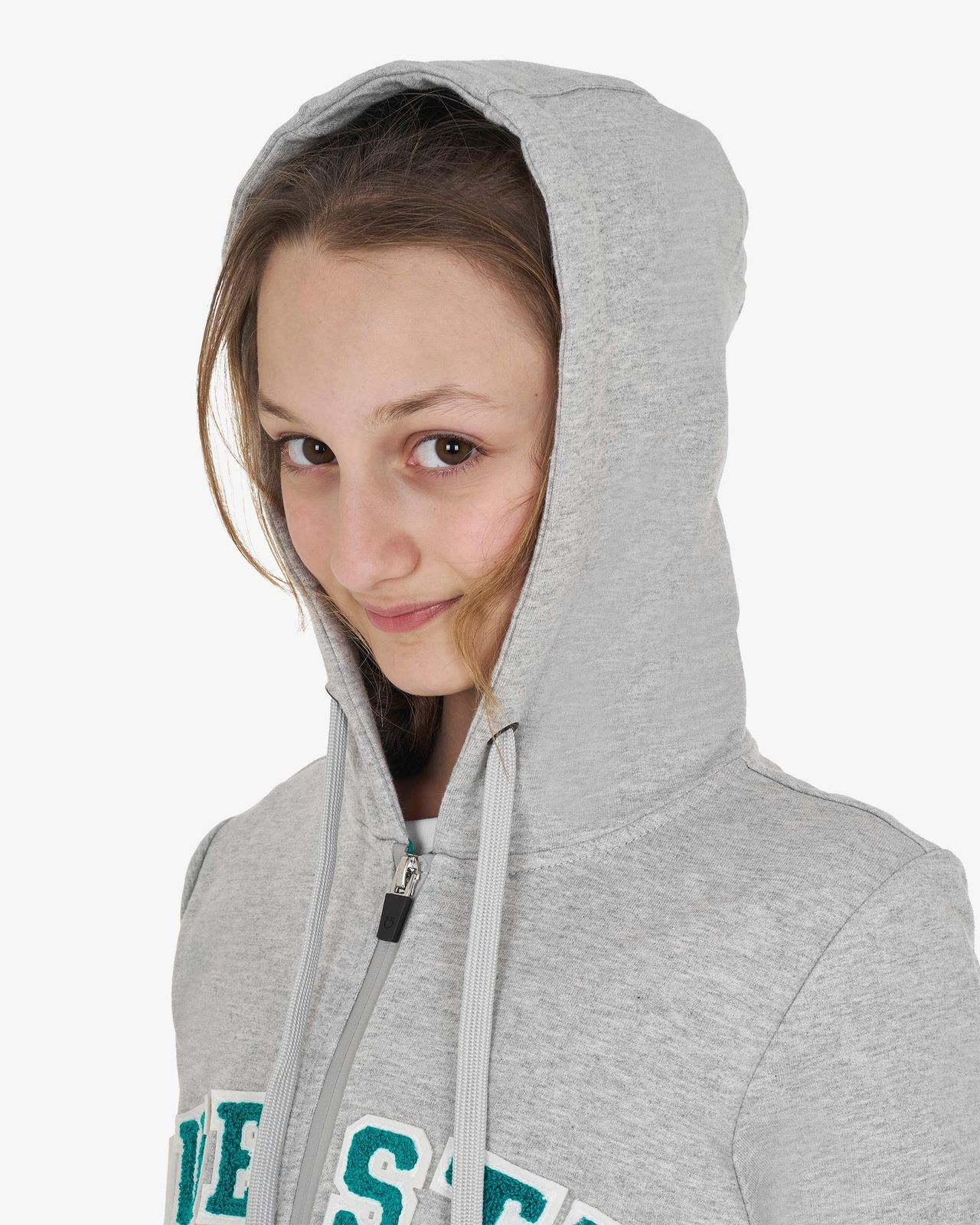 Kids' hoodie with zip and sponge lettering
