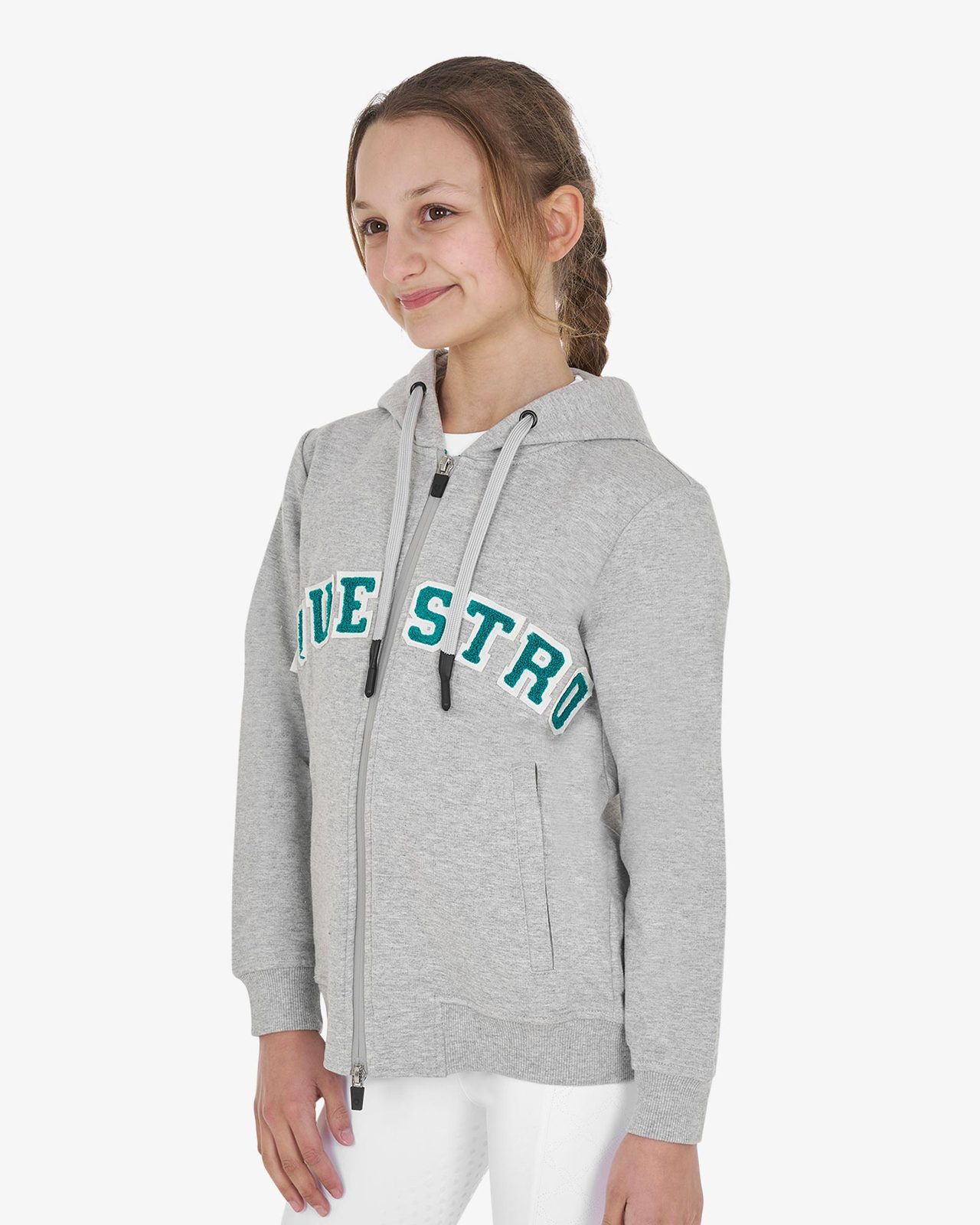 Kids' hoodie with zip and sponge lettering