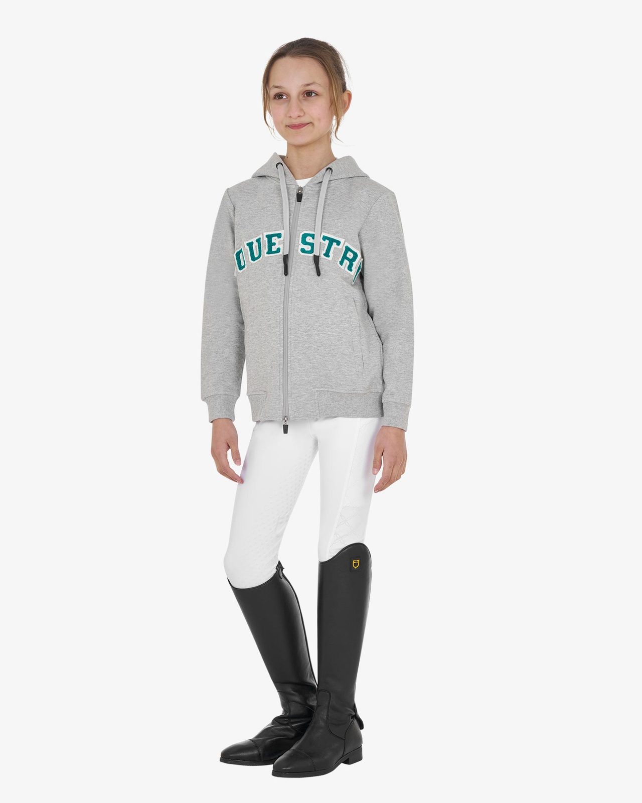 Kids' hoodie with zip and sponge lettering