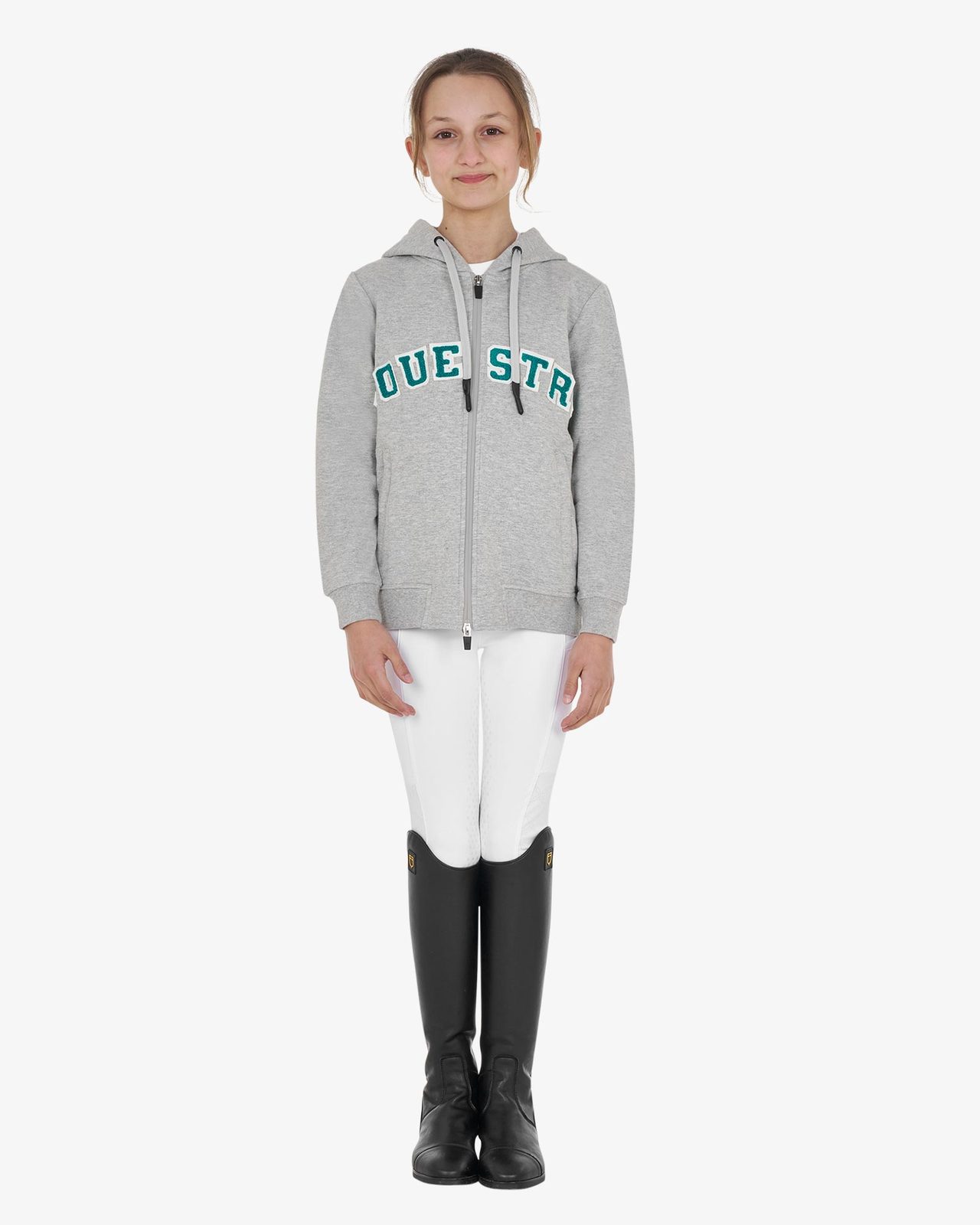 Kids' hoodie with zip and sponge lettering
