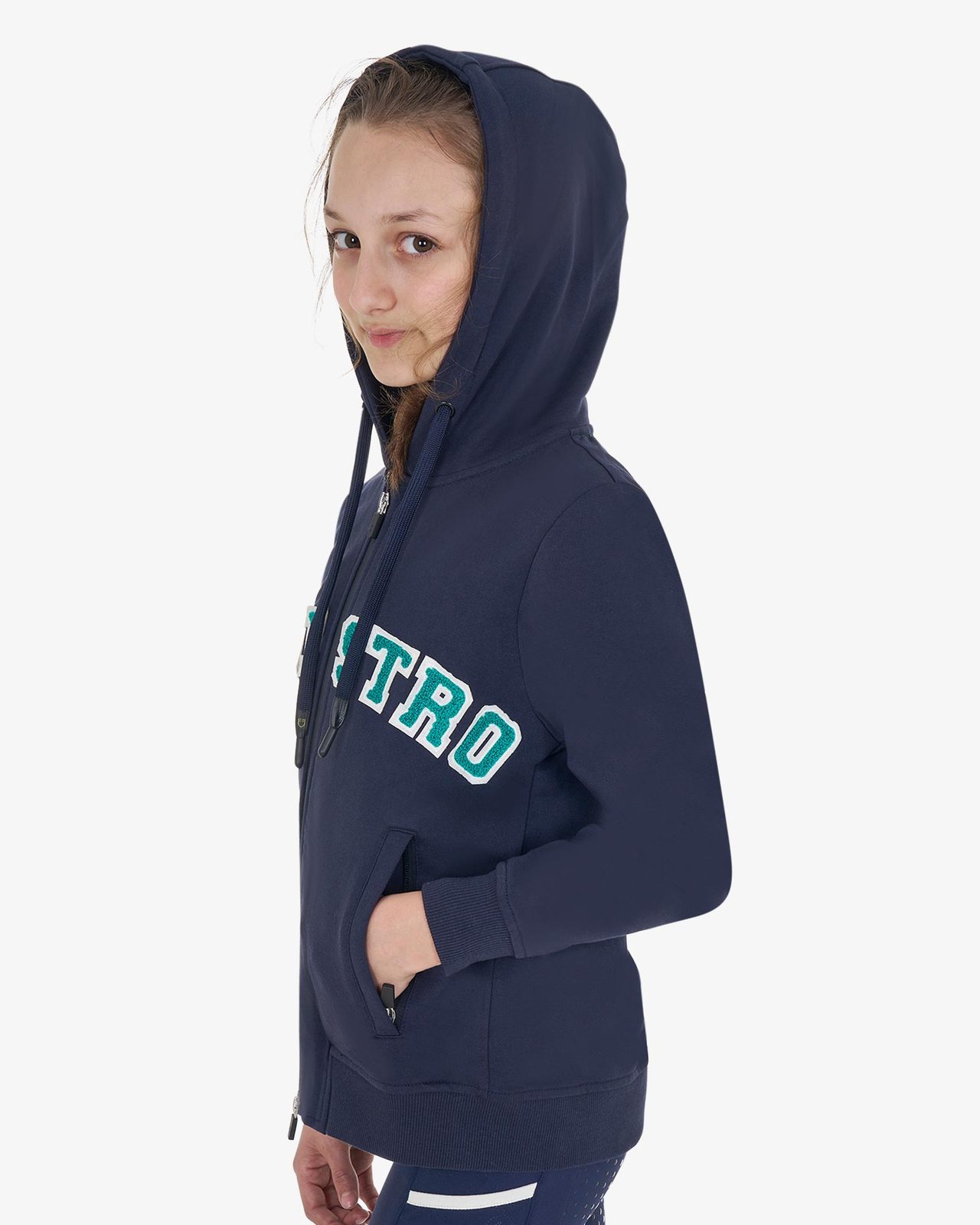 Kids' hoodie with zip and sponge lettering