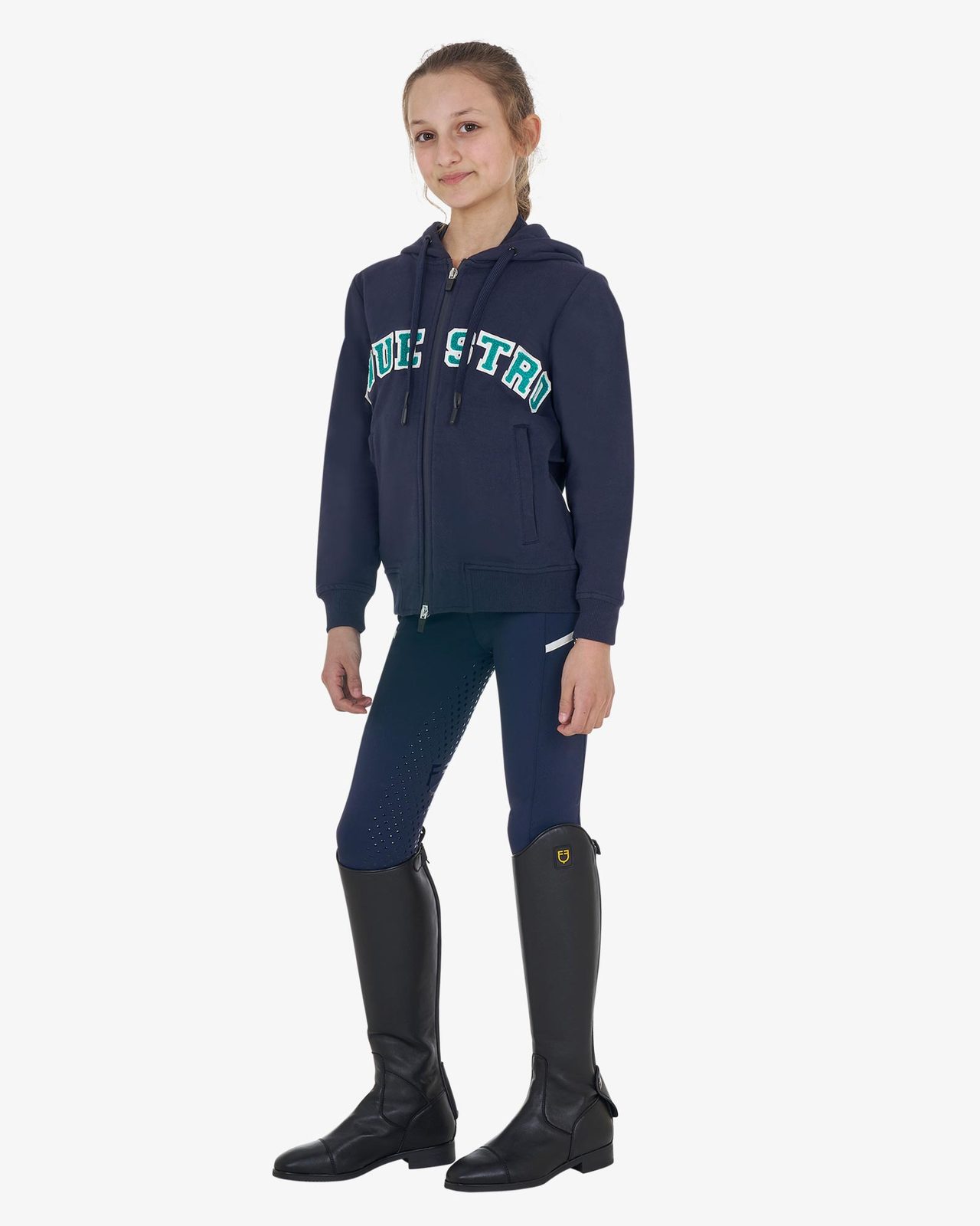 Kids' hoodie with zip and sponge lettering