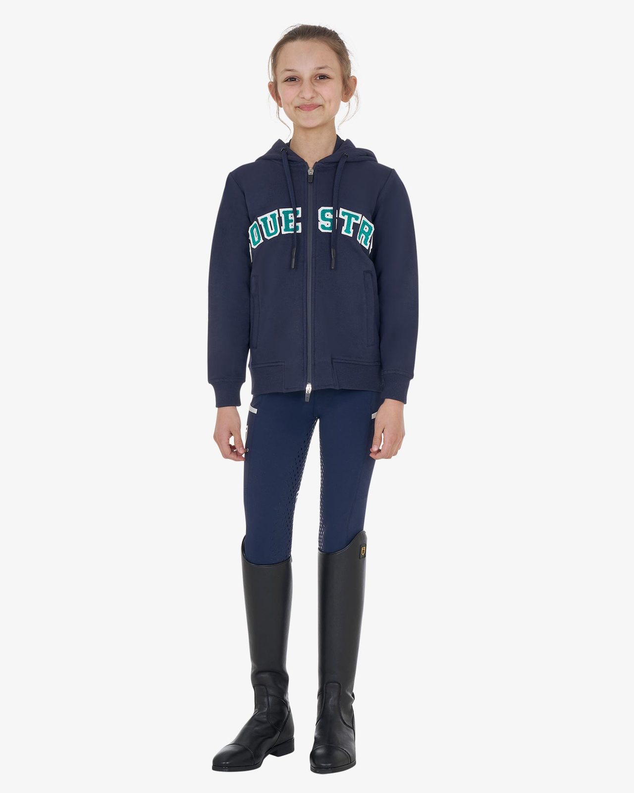 Kids' hoodie with zip and sponge lettering