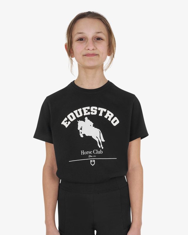 T-shirt bambina Jumping Horse Club in cotone