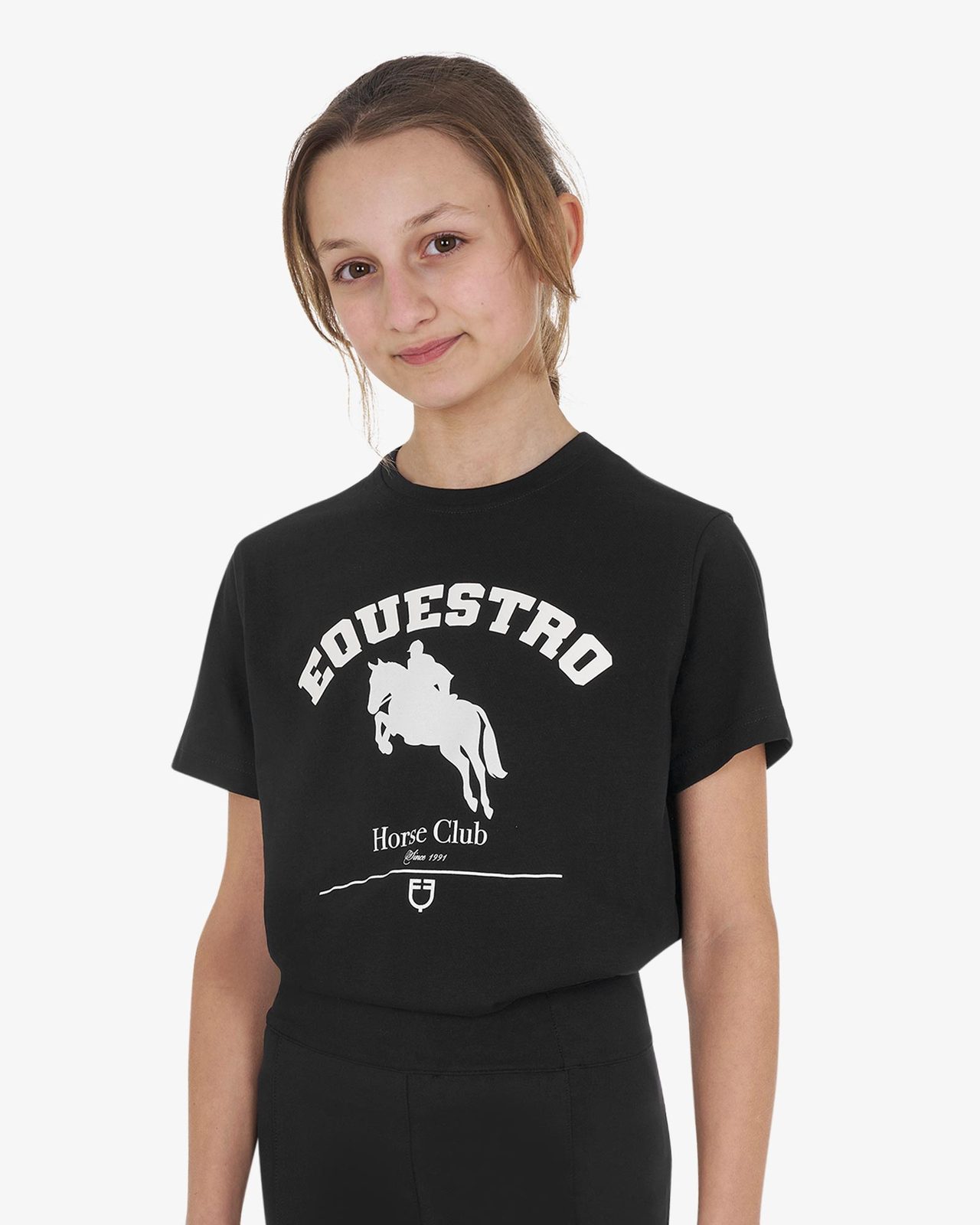 T-shirt bambina Jumping Horse Club in cotone