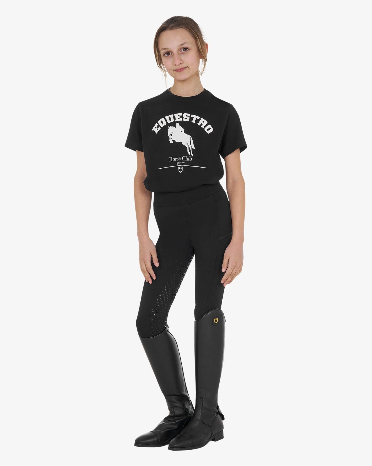 T-shirt bambina Jumping Horse Club in cotone
