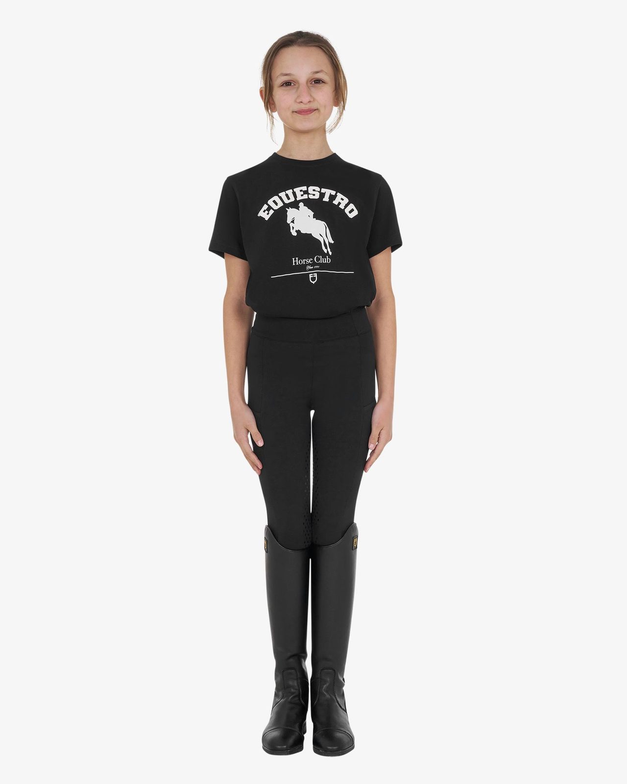 T-shirt bambina Jumping Horse Club in cotone