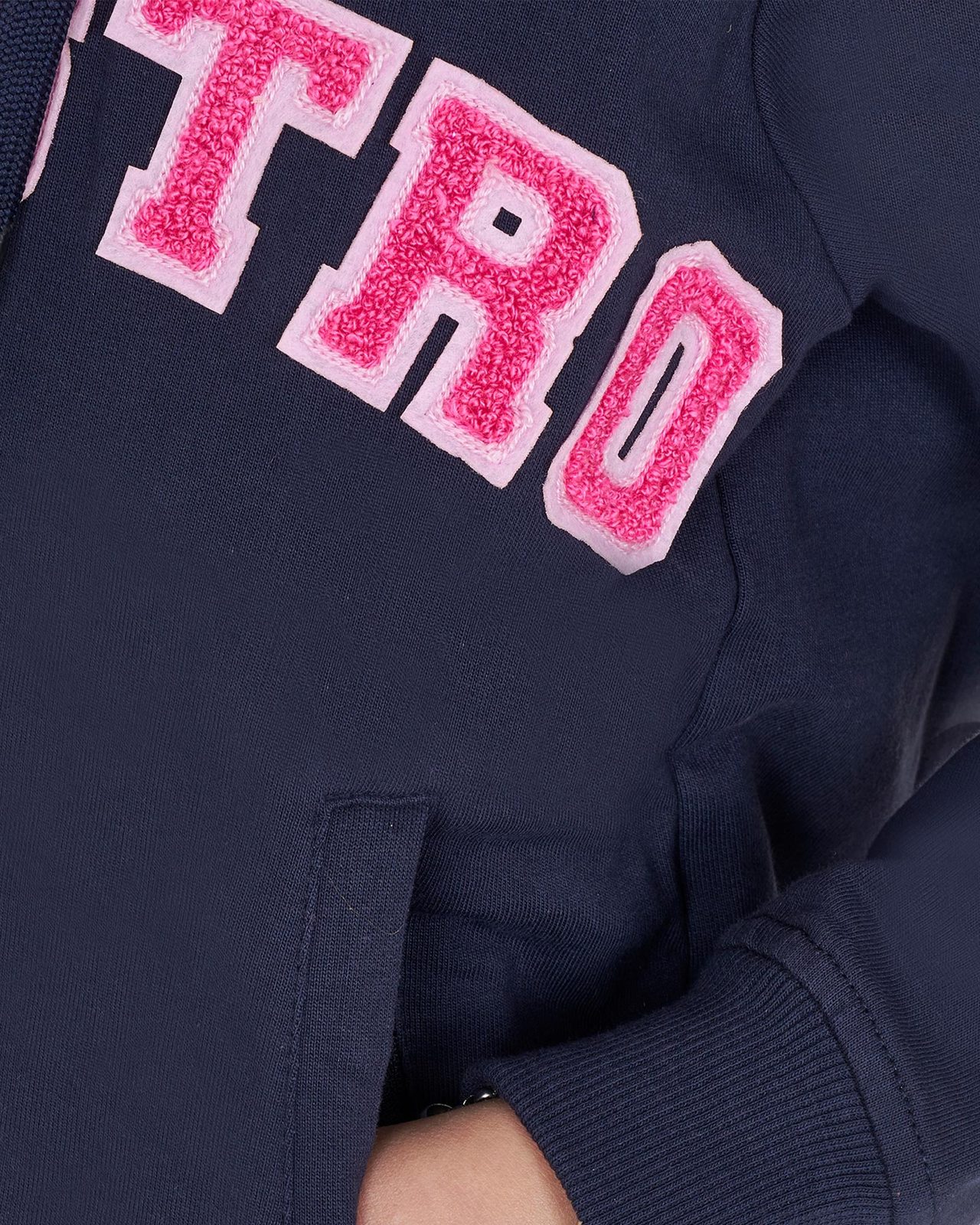 Kids' hoodie with zip and sponge lettering