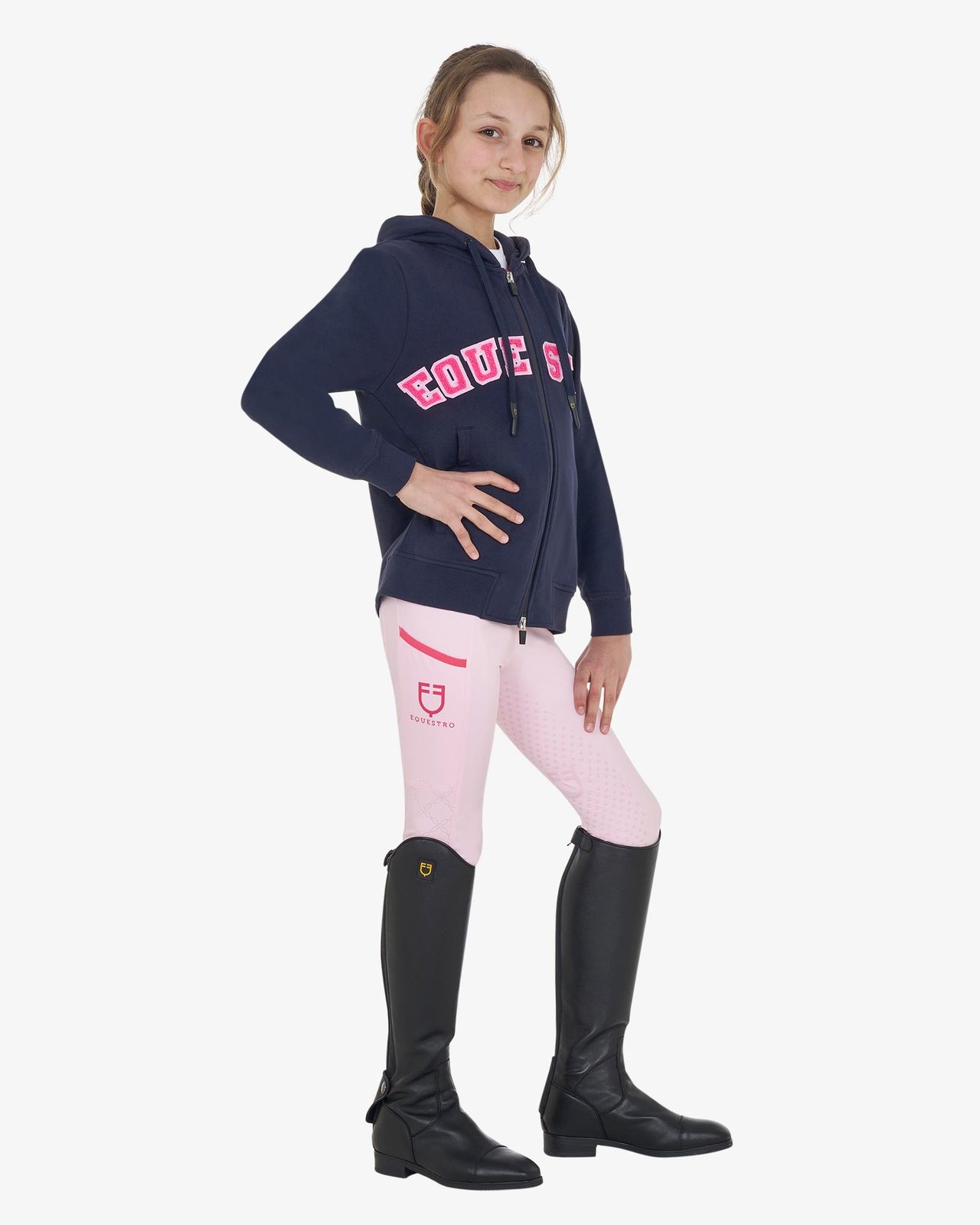 Kids' hoodie with zip and sponge lettering