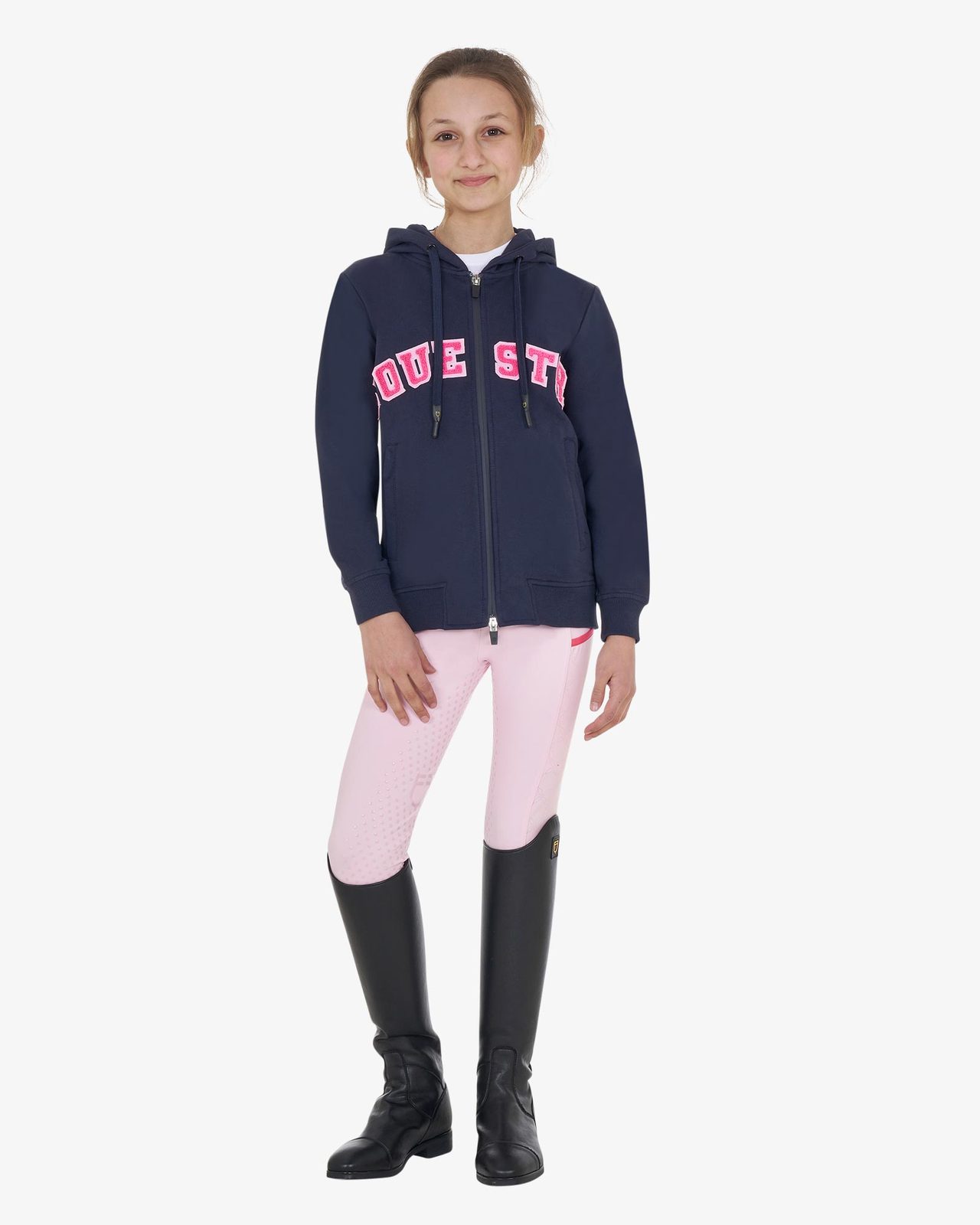Kids' hoodie with zip and sponge lettering