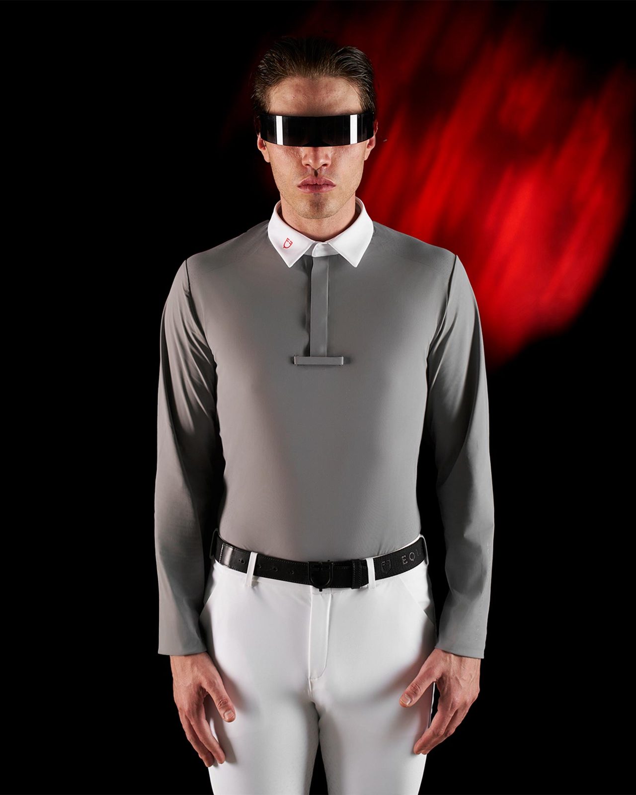 Polo concorso uomo Equestro Ridertechnology manica lunga bottoni
