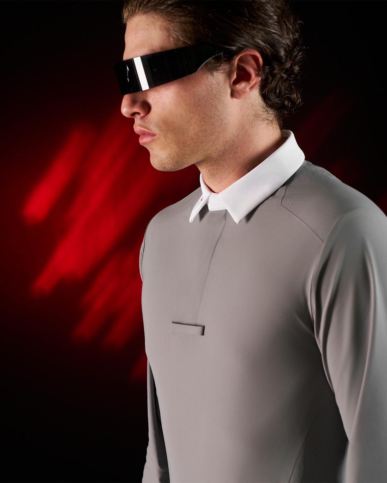 Polo concorso uomo Equestro Ridertechnology manica lunga bottoni