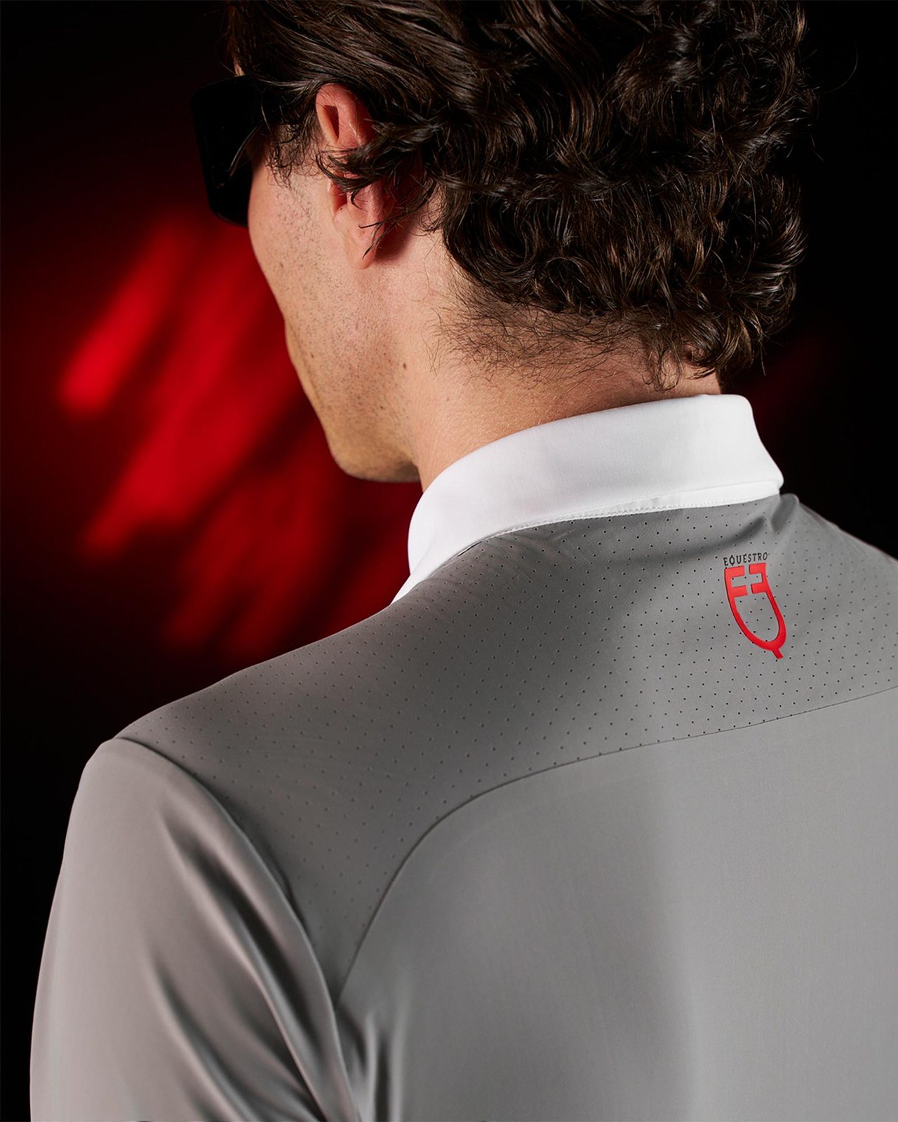Polo concorso uomo Equestro Ridertechnology manica lunga bottoni
