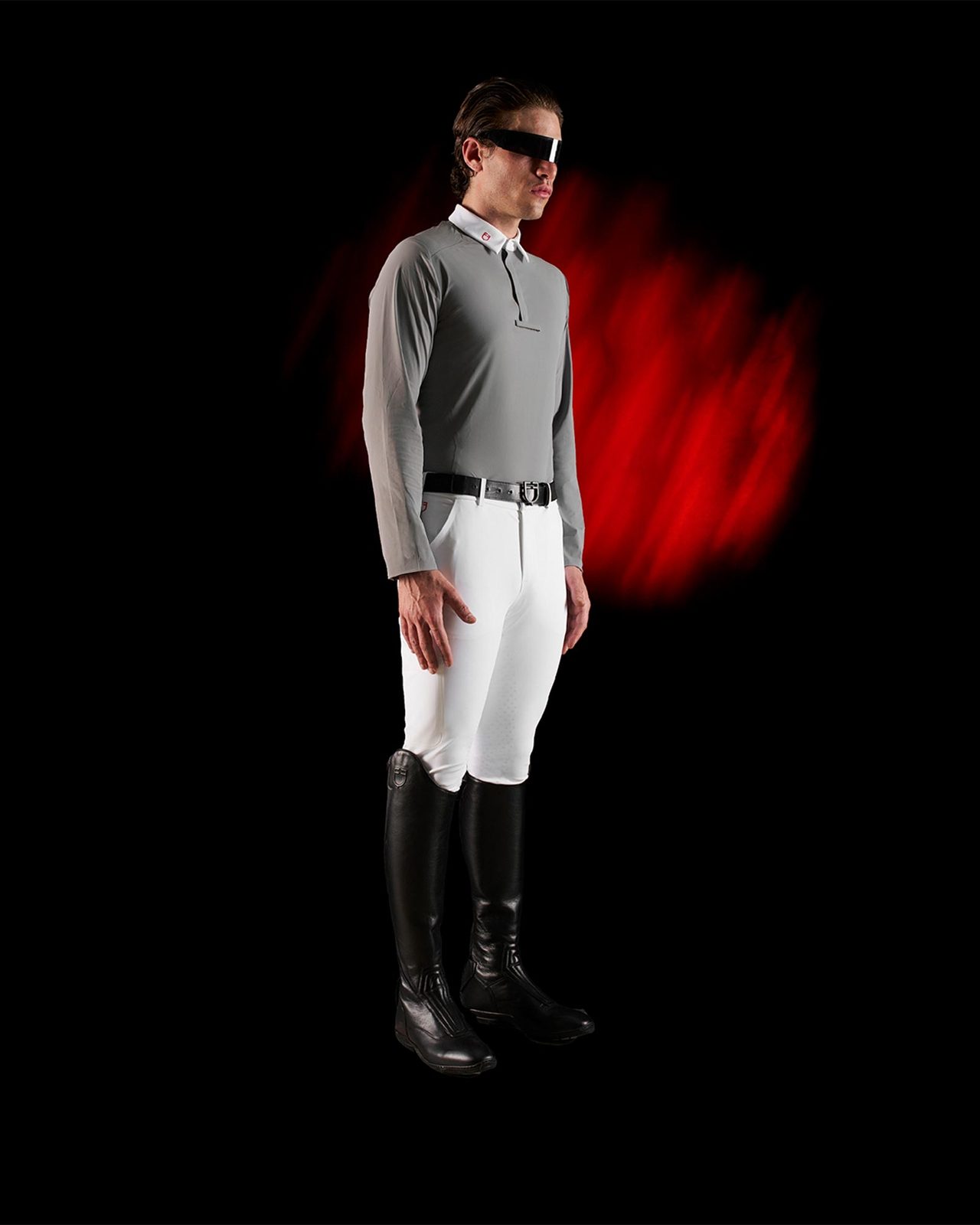 Polo concorso uomo Equestro Ridertechnology manica lunga bottoni