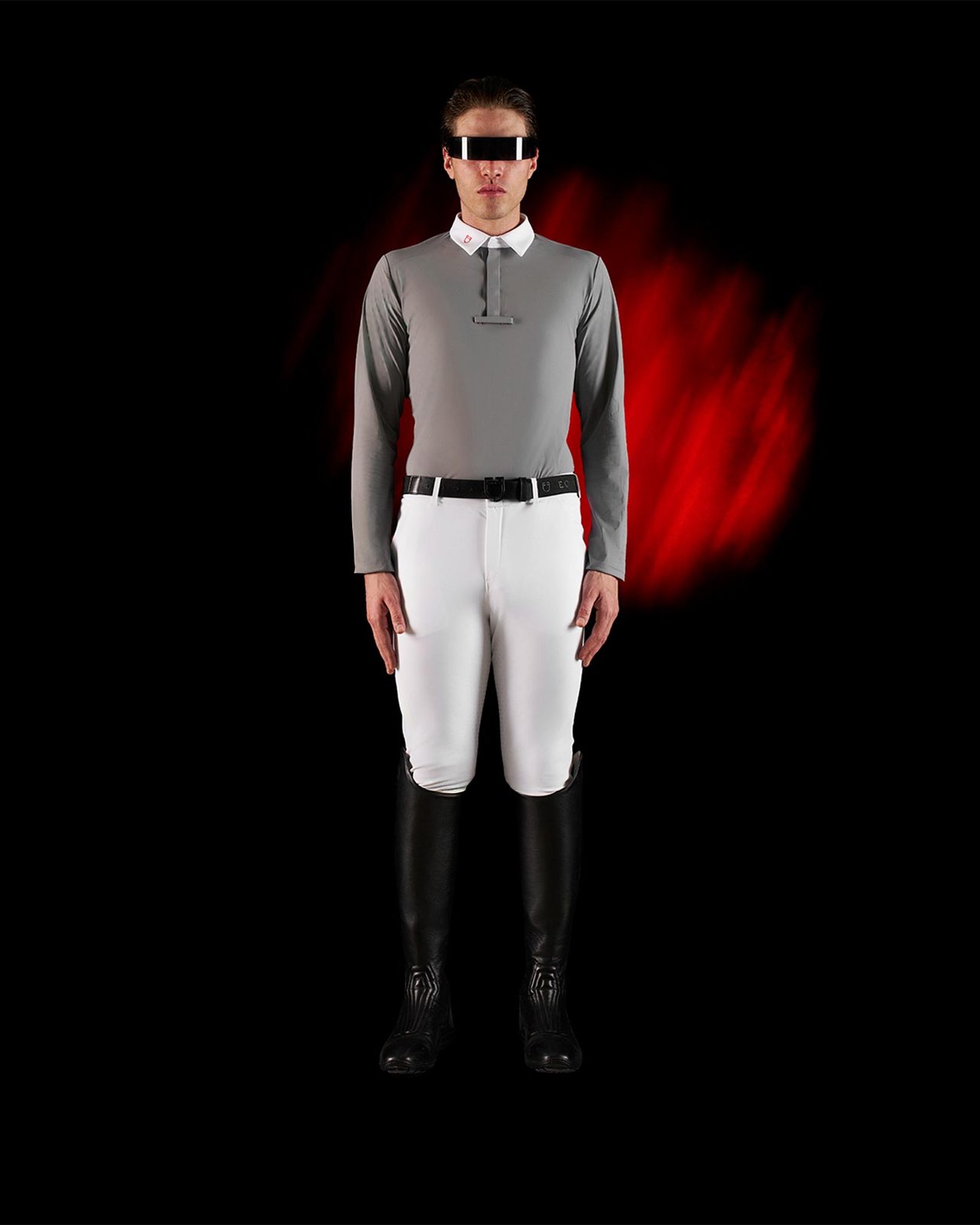 Polo concorso uomo Equestro Ridertechnology manica lunga bottoni