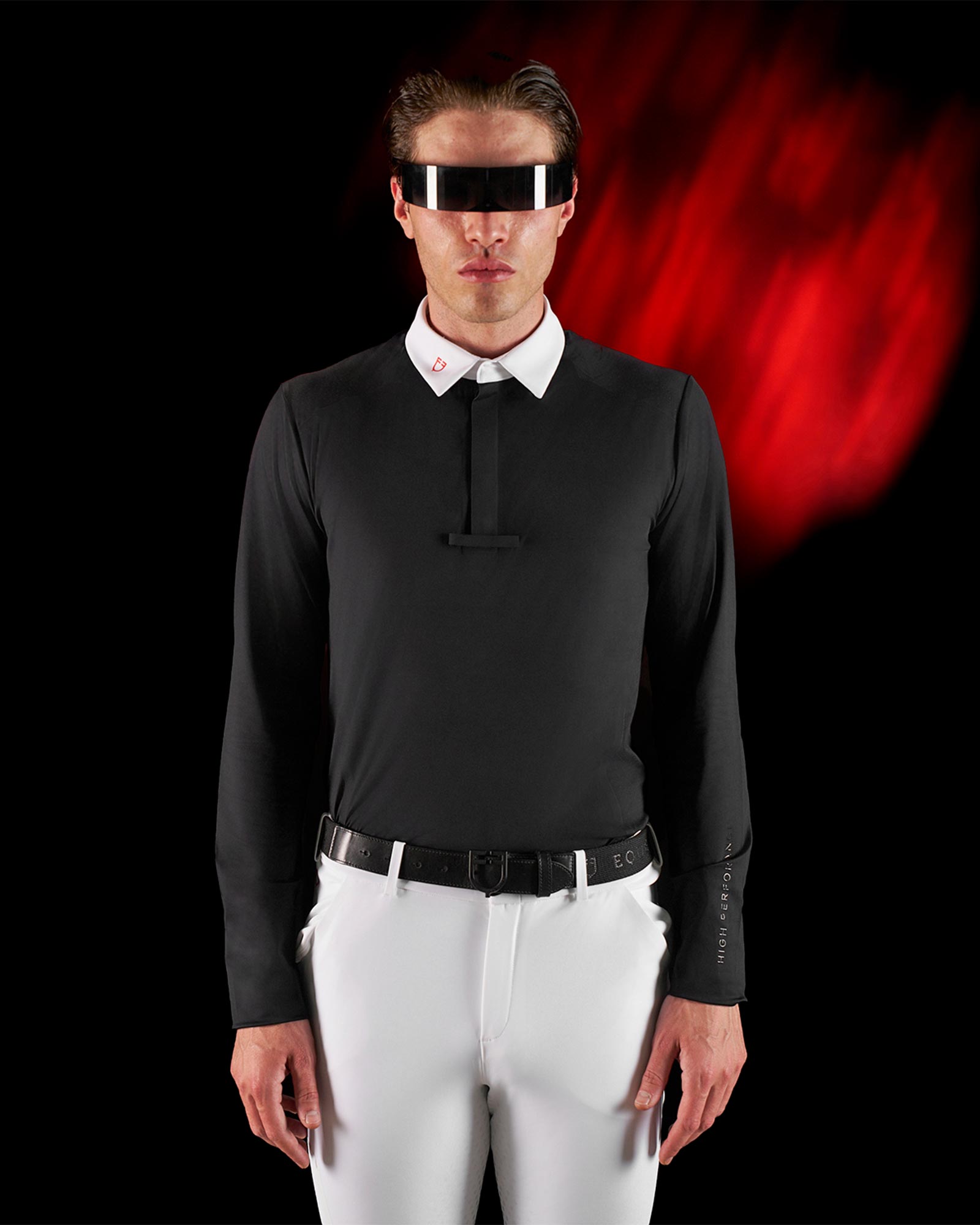 Polo concorso uomo Equestro Ridertechnology manica lunga bottoni
