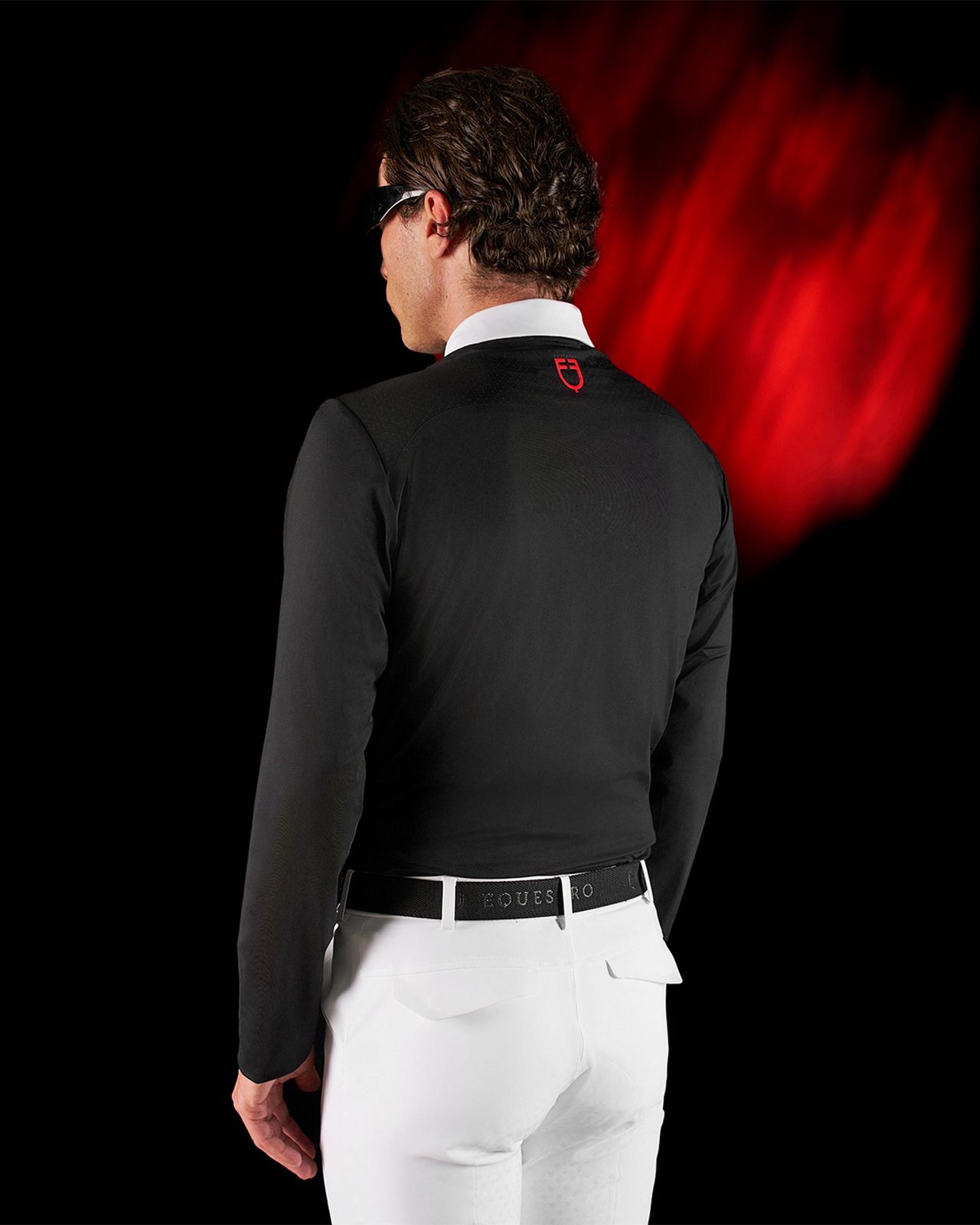 Polo concorso uomo Equestro Ridertechnology manica lunga bottoni