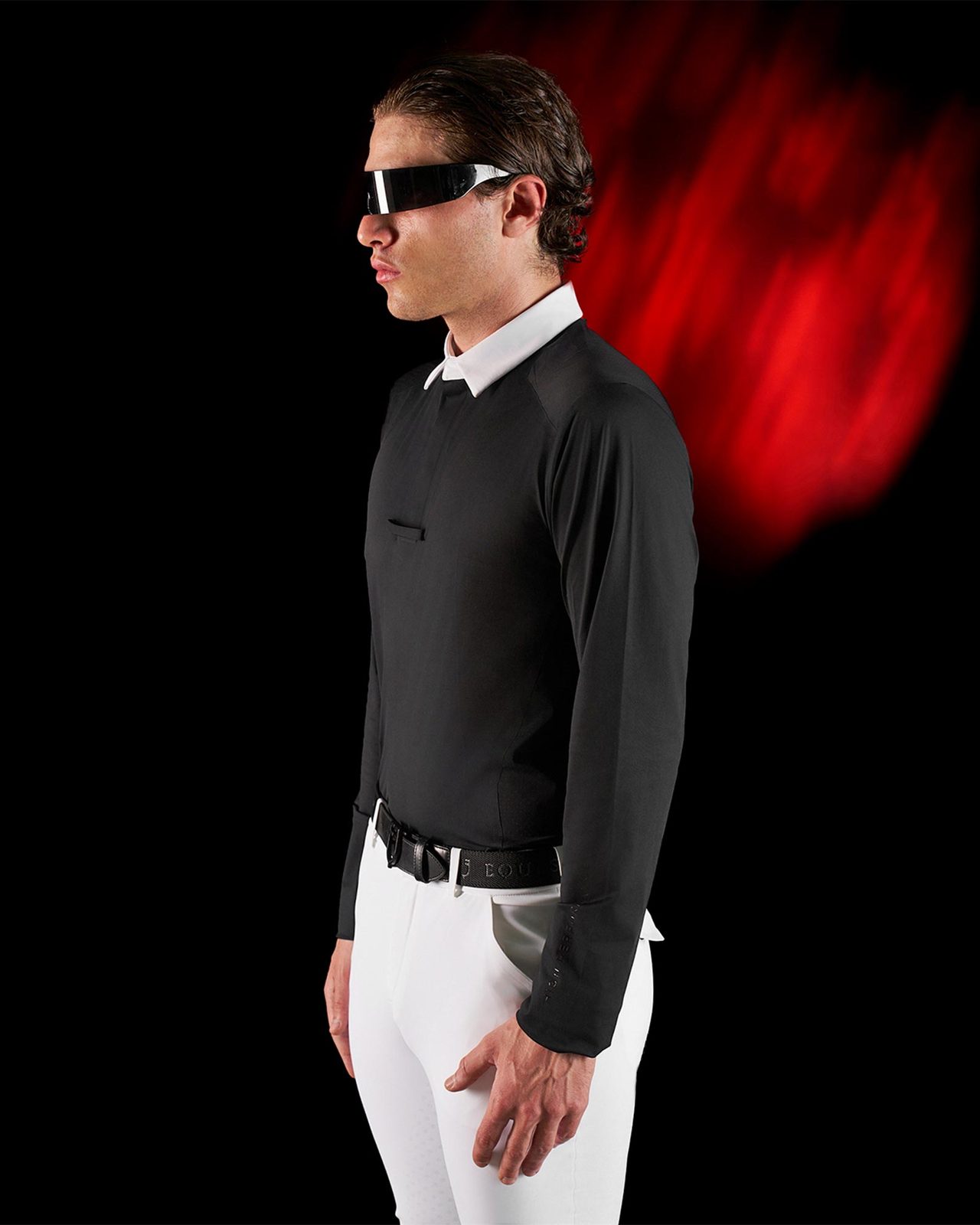 Polo concorso uomo Equestro Ridertechnology manica lunga bottoni