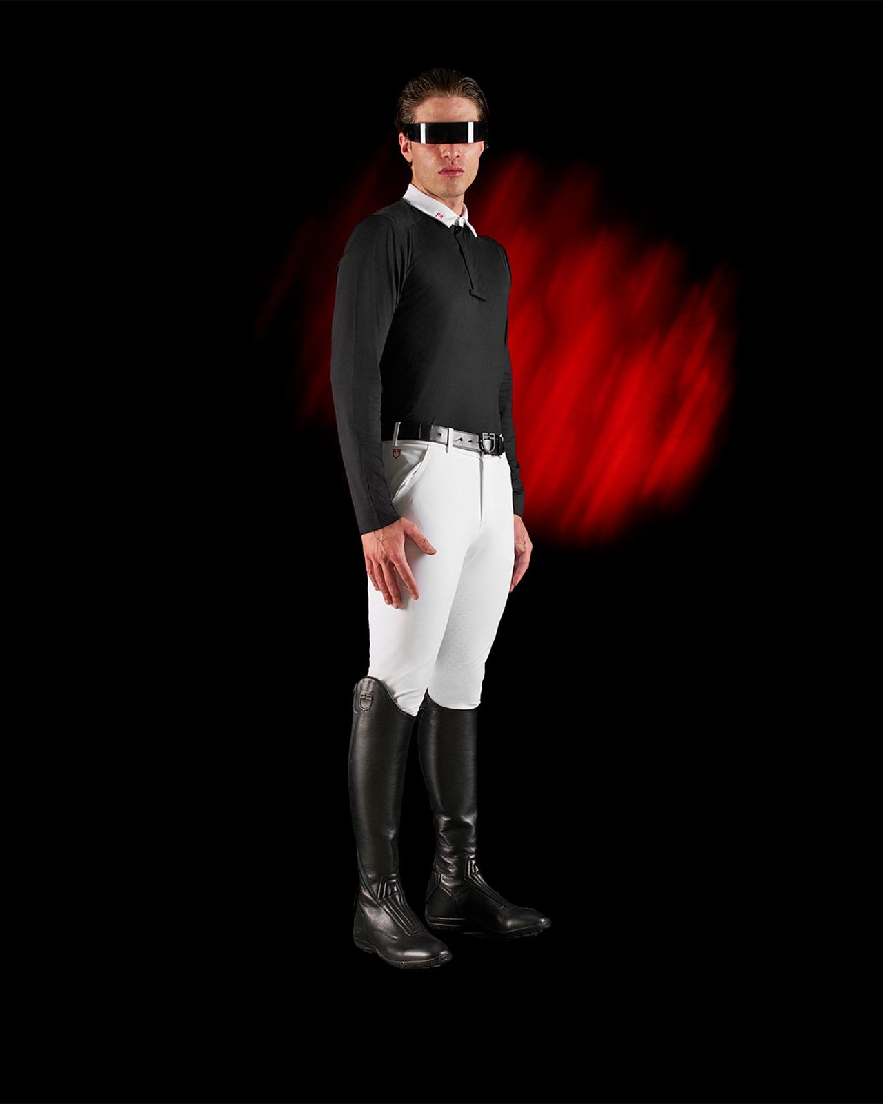 Polo concorso uomo Equestro Ridertechnology manica lunga bottoni