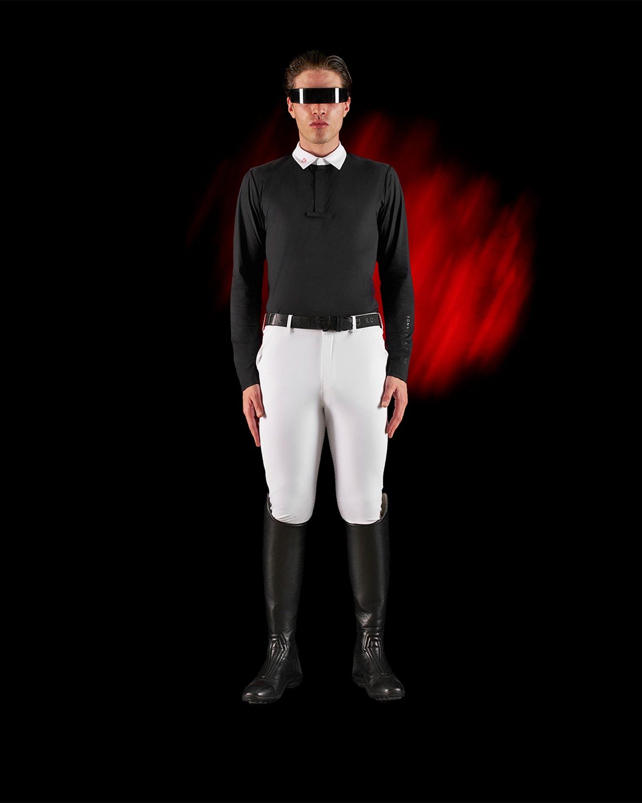Polo concorso uomo Equestro Ridertechnology manica lunga bottoni