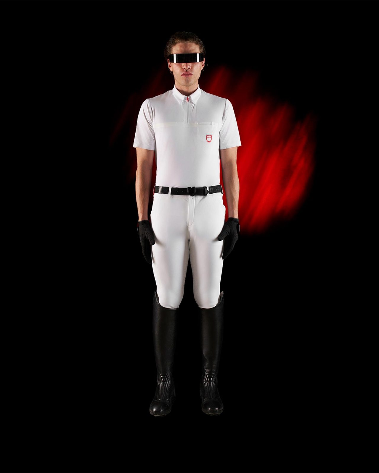 Polo concorso uomo Equestro Ridertechnology manica corta e zip