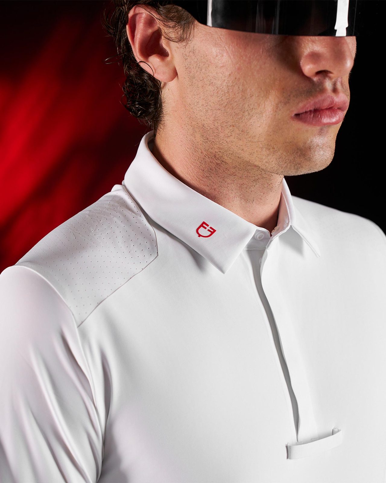 Polo concorso uomo Equestro Ridertechnology manica lunga bottoni