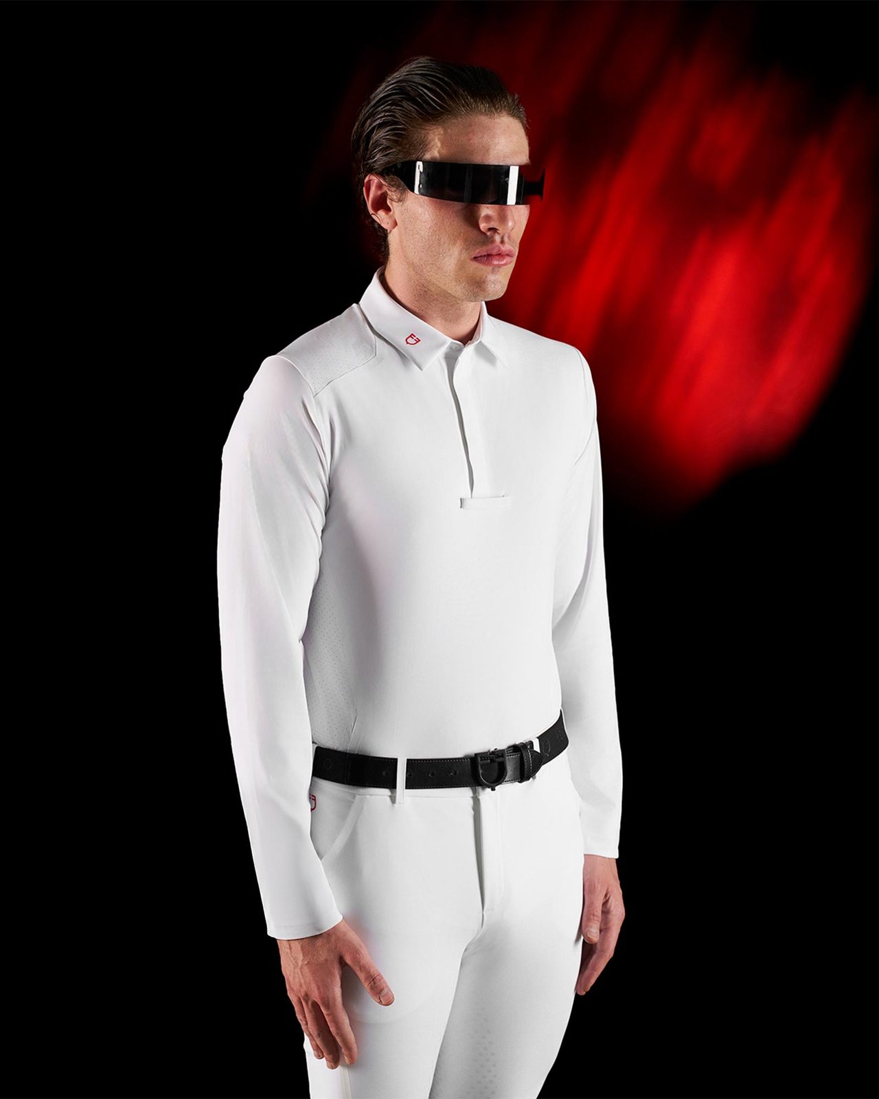 Polo concorso uomo Equestro Ridertechnology manica lunga bottoni