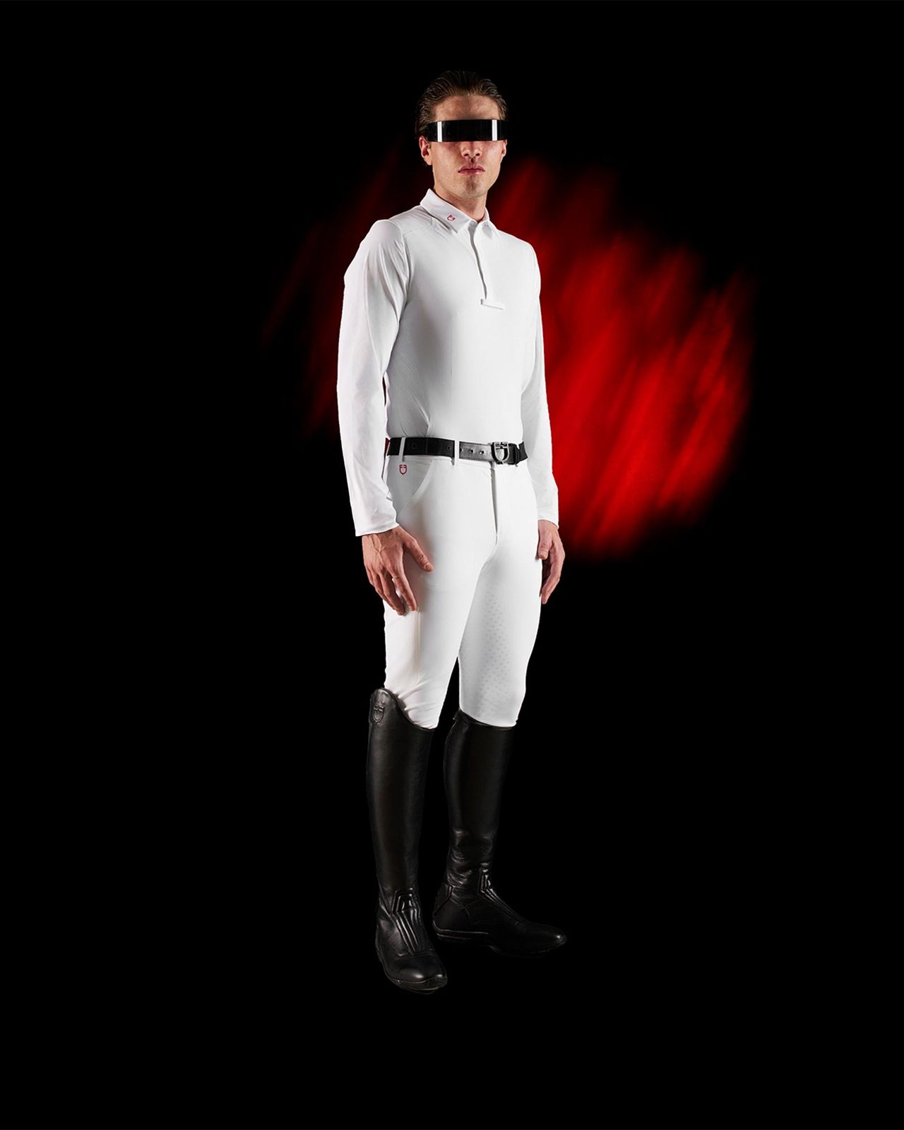 Polo concorso uomo Equestro Ridertechnology manica lunga bottoni