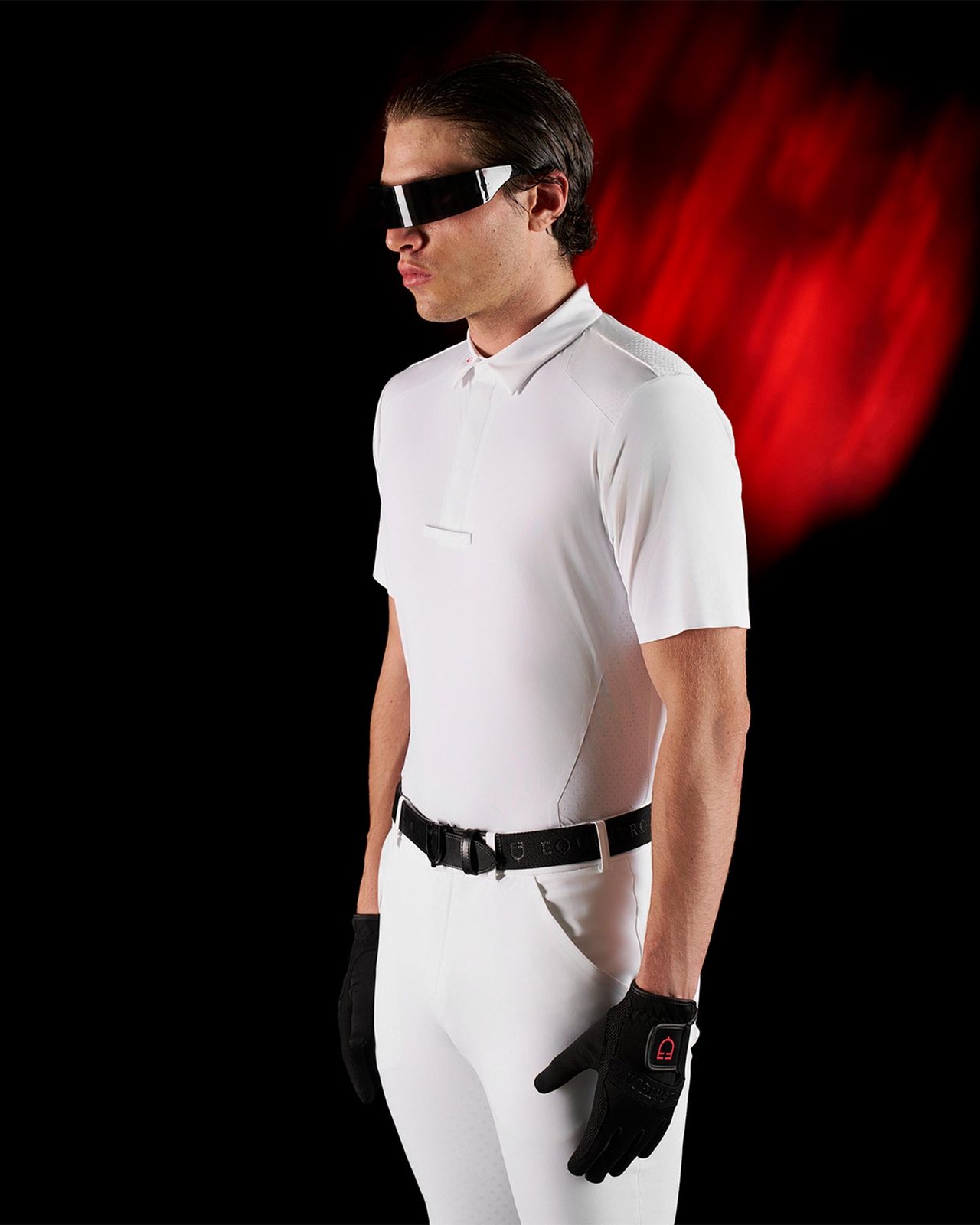 Polo concorso uomo Equestro Ridertechnology manica lunga bottoni
