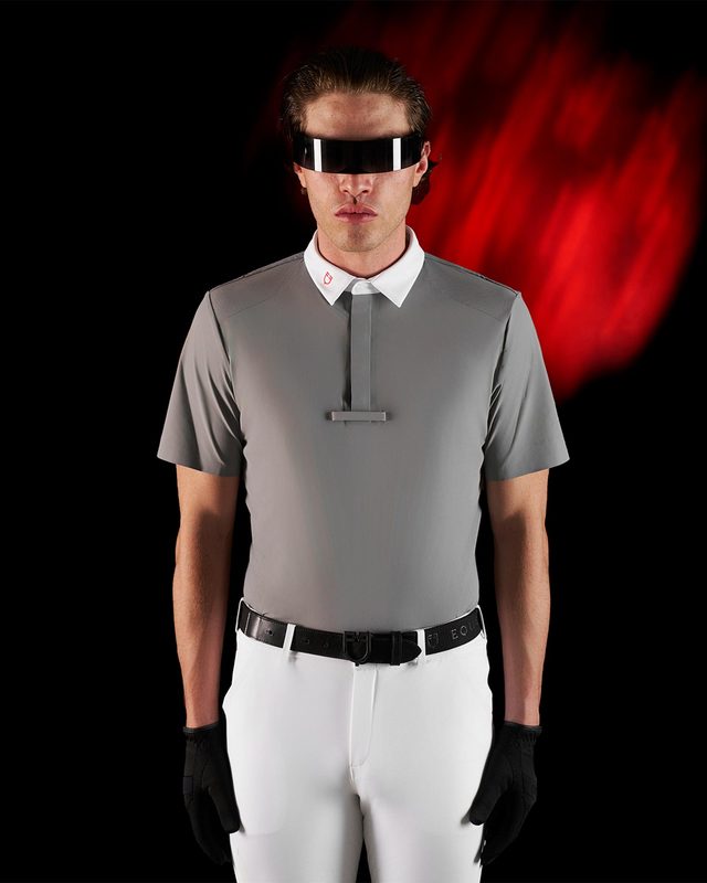 Equestro Ridertechnology men's competition polo shirt short sleeves and buttons