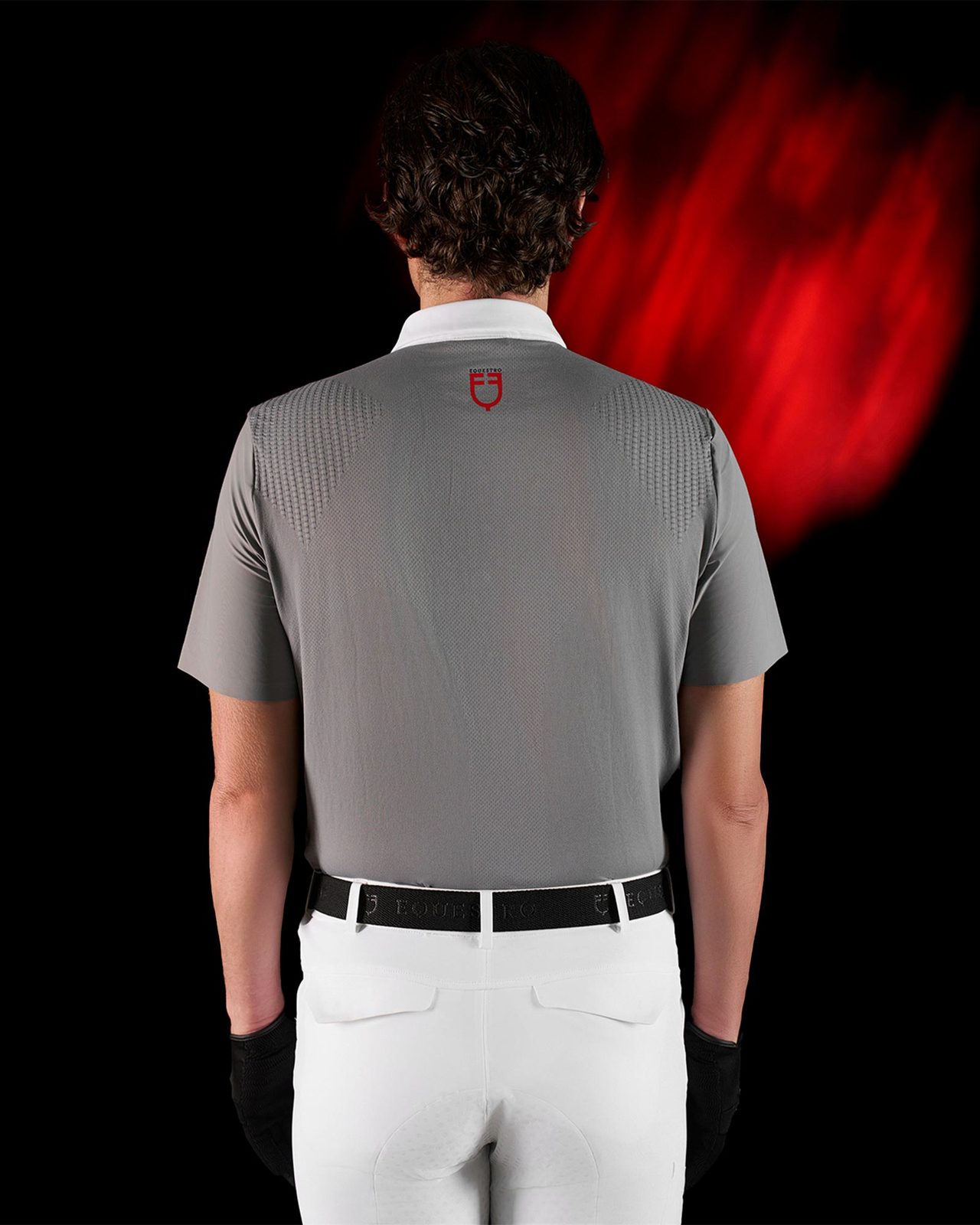Polo concorso uomo Equestro Ridertechnology manica corta bottoni