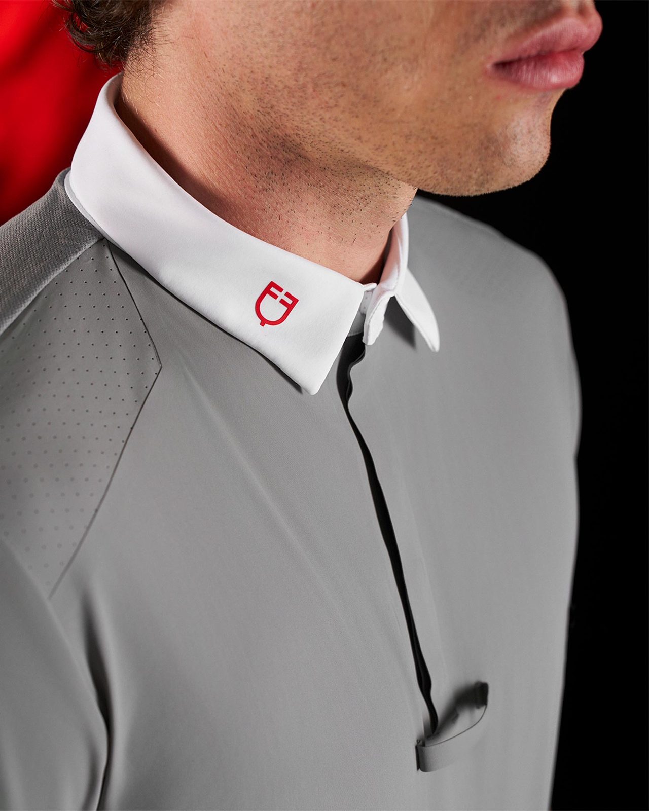 Polo concorso uomo Equestro Ridertechnology manica corta bottoni