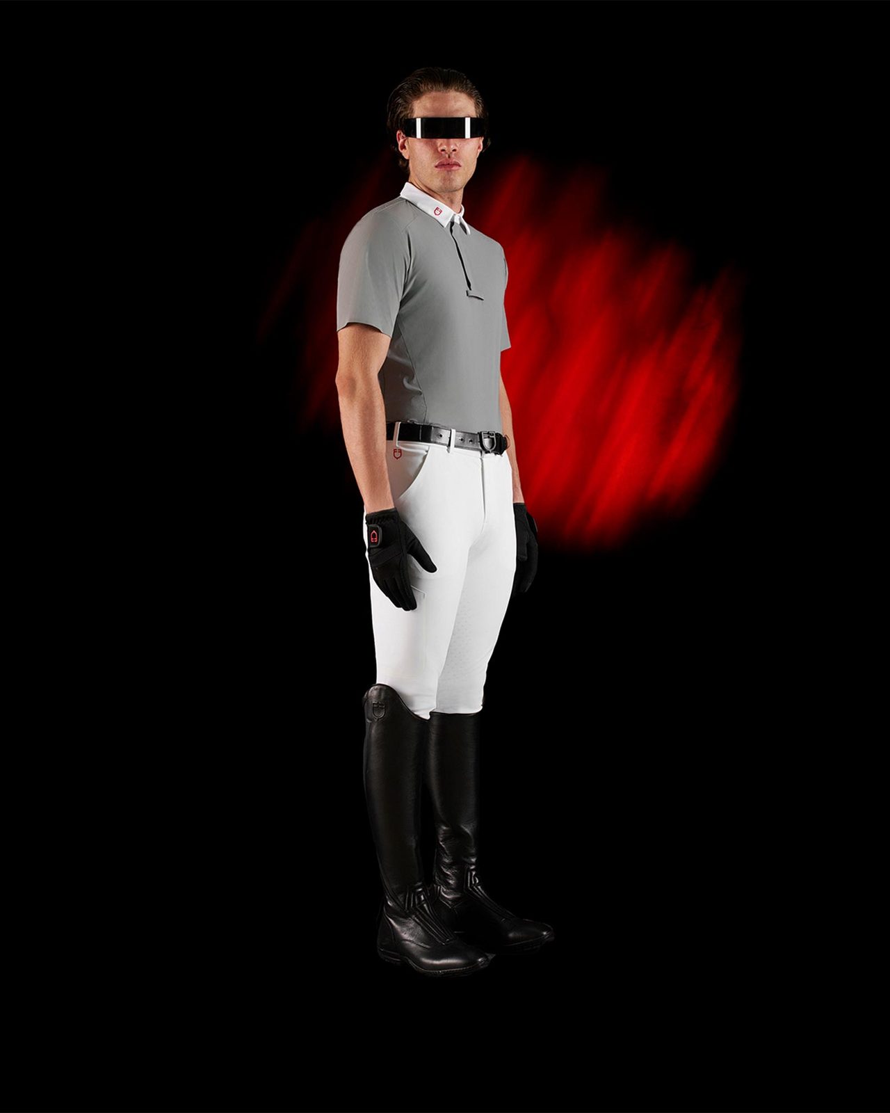 Polo concorso uomo Equestro Ridertechnology manica corta bottoni