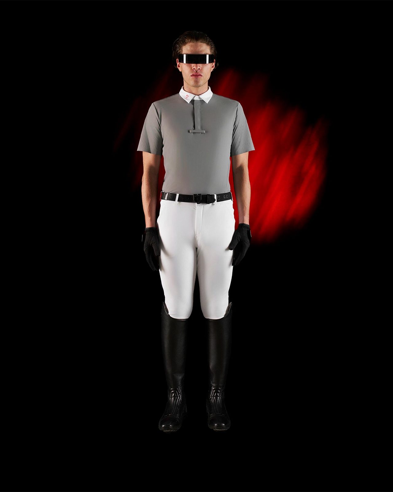 Polo concorso uomo Equestro Ridertechnology manica corta bottoni