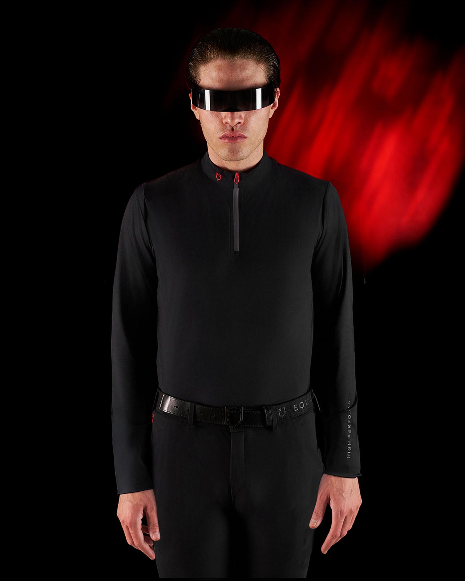 Polo training uomo Equestro Ridertechnology manica lunga e zip