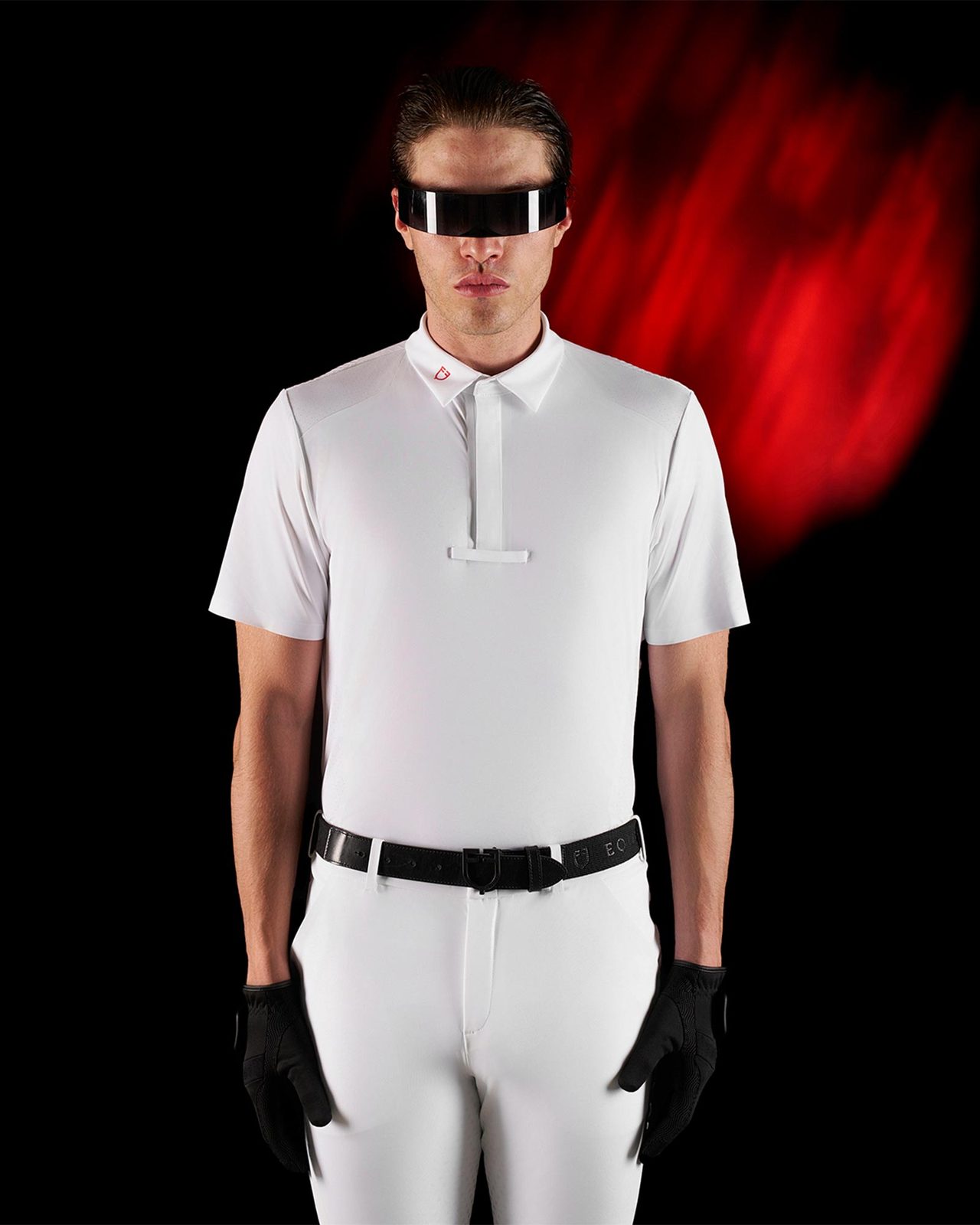 Polo concorso uomo Equestro Ridertechnology manica corta bottoni