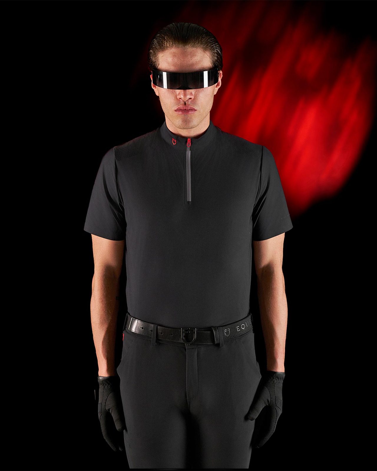 Polo allenamento uomo Equestro Ridertechnology maniche corte e zip