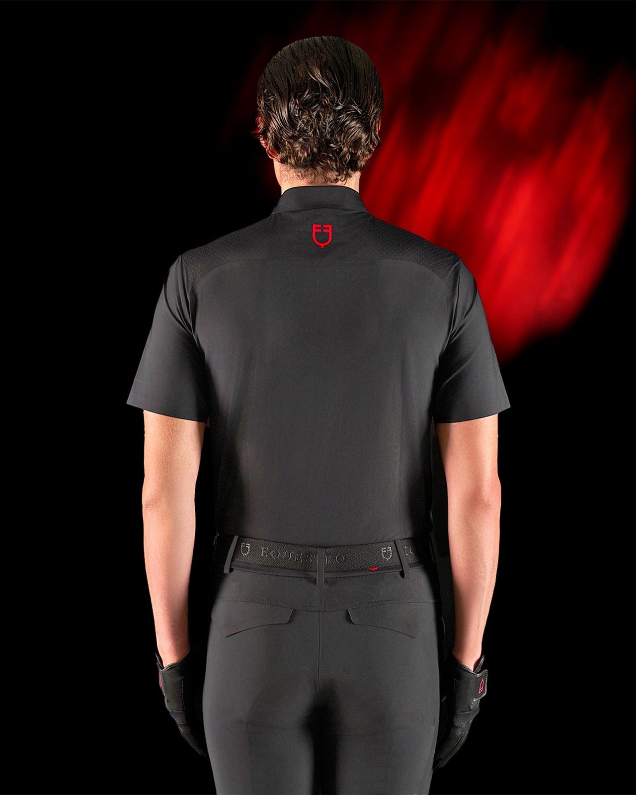Polo allenamento uomo Equestro Ridertechnology maniche corte e zip