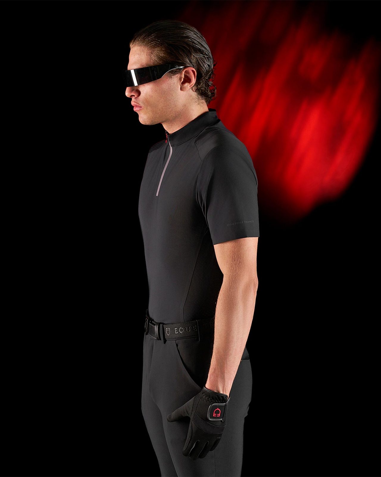 Polo allenamento uomo Equestro Ridertechnology maniche corte e zip