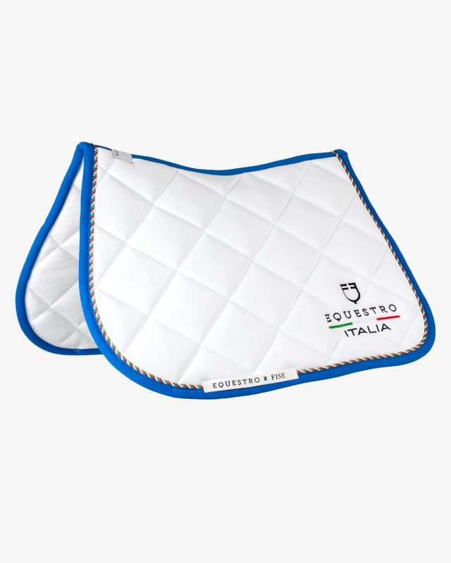 Jumping saddle pad with Italian flag piping Equestro X FISE